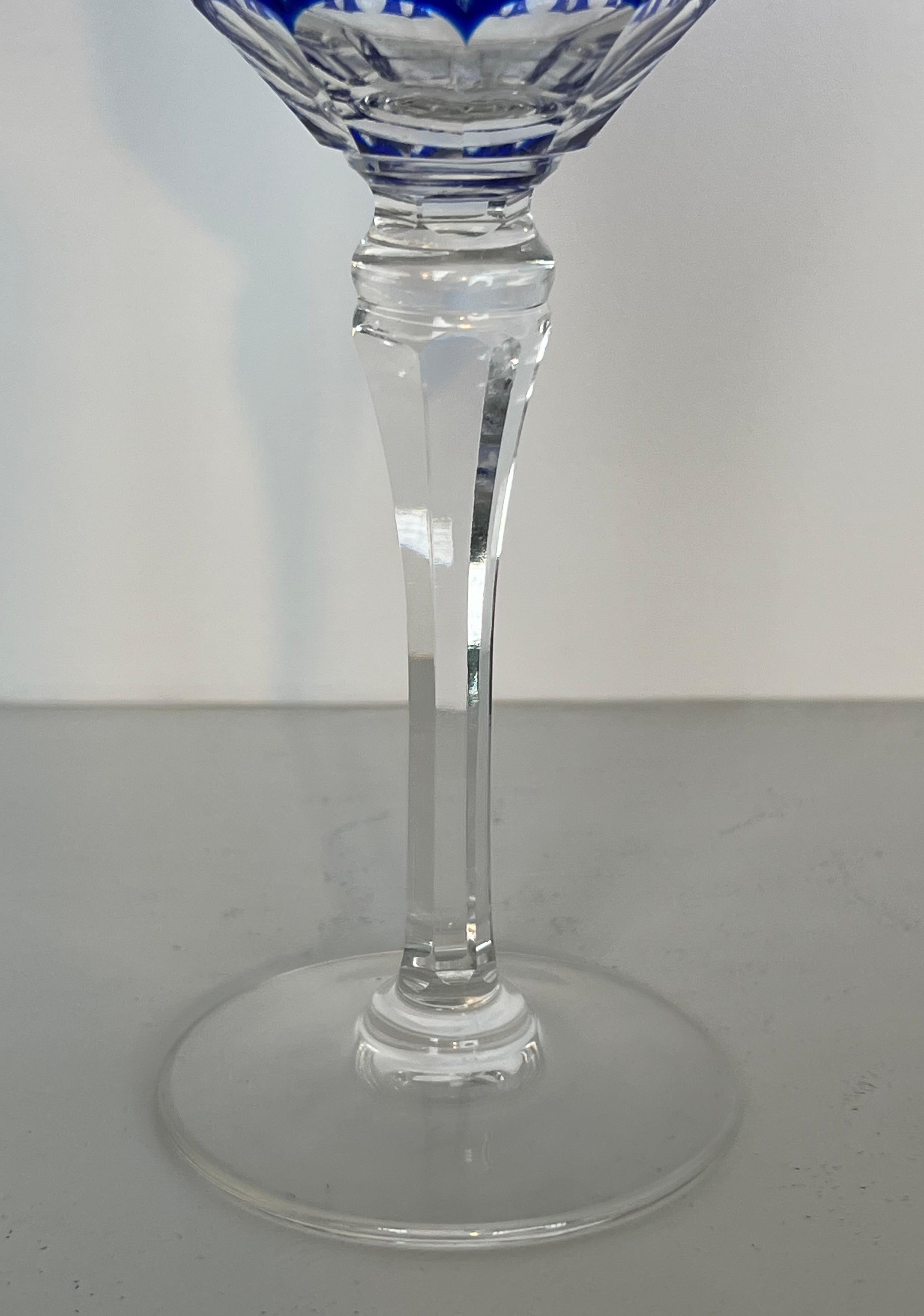 Set of Twelve Crystal Glasses Tinted in Different Colors and Cut with Stars For Sale 5