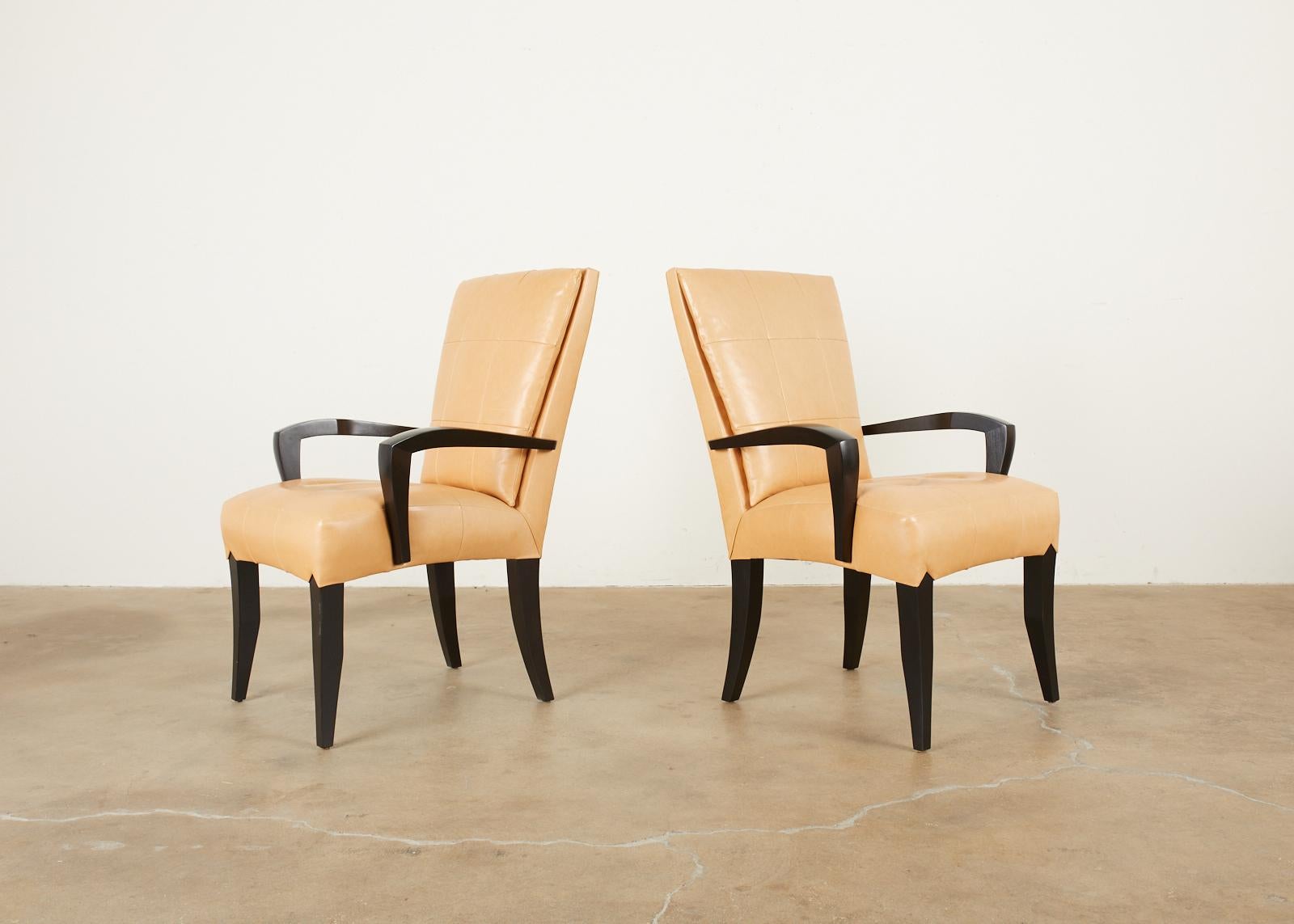 Set of Twelve Dakota Jackson Puff Leather Dining Chairs 2