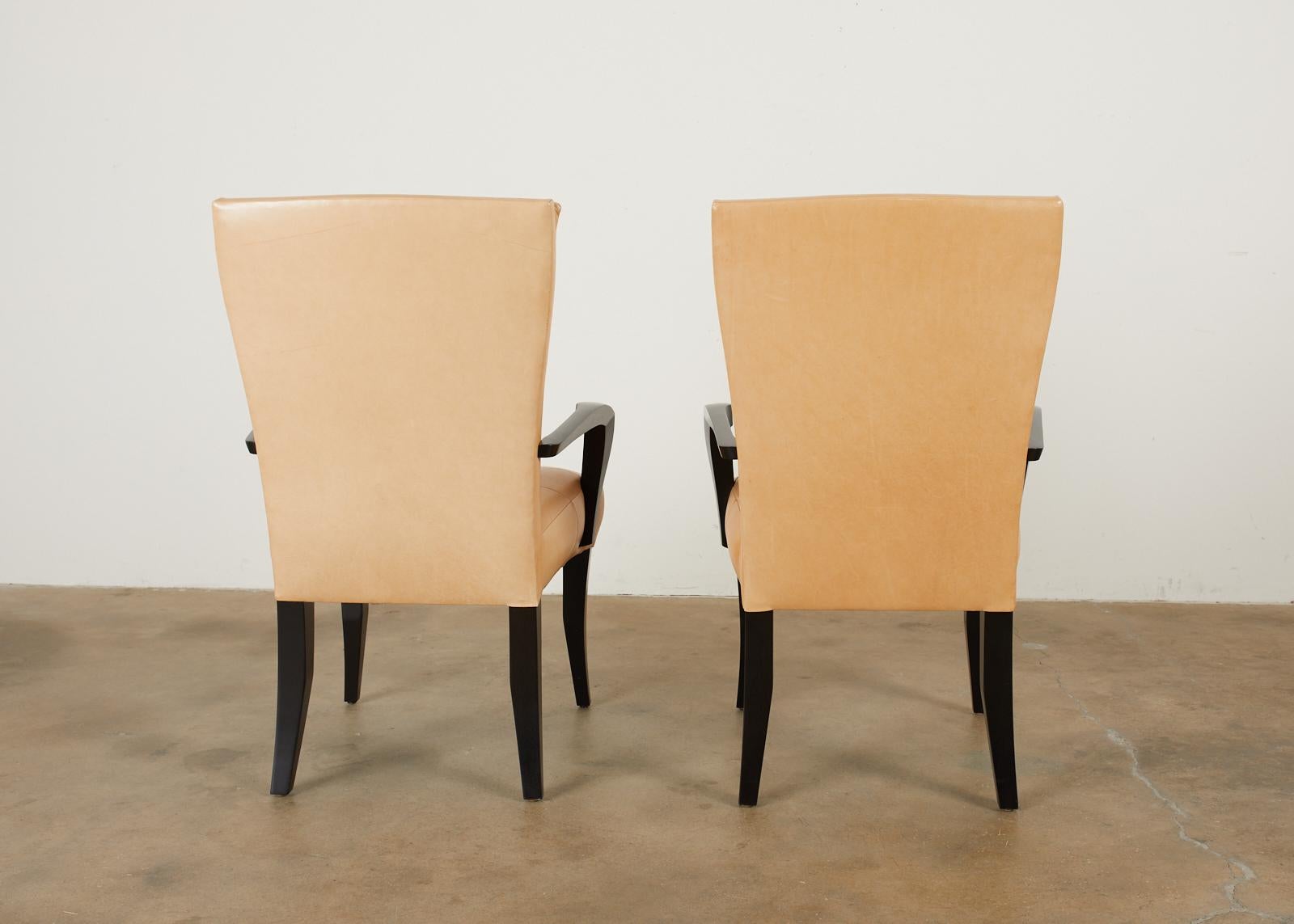 Set of Twelve Dakota Jackson Puff Leather Dining Chairs 4