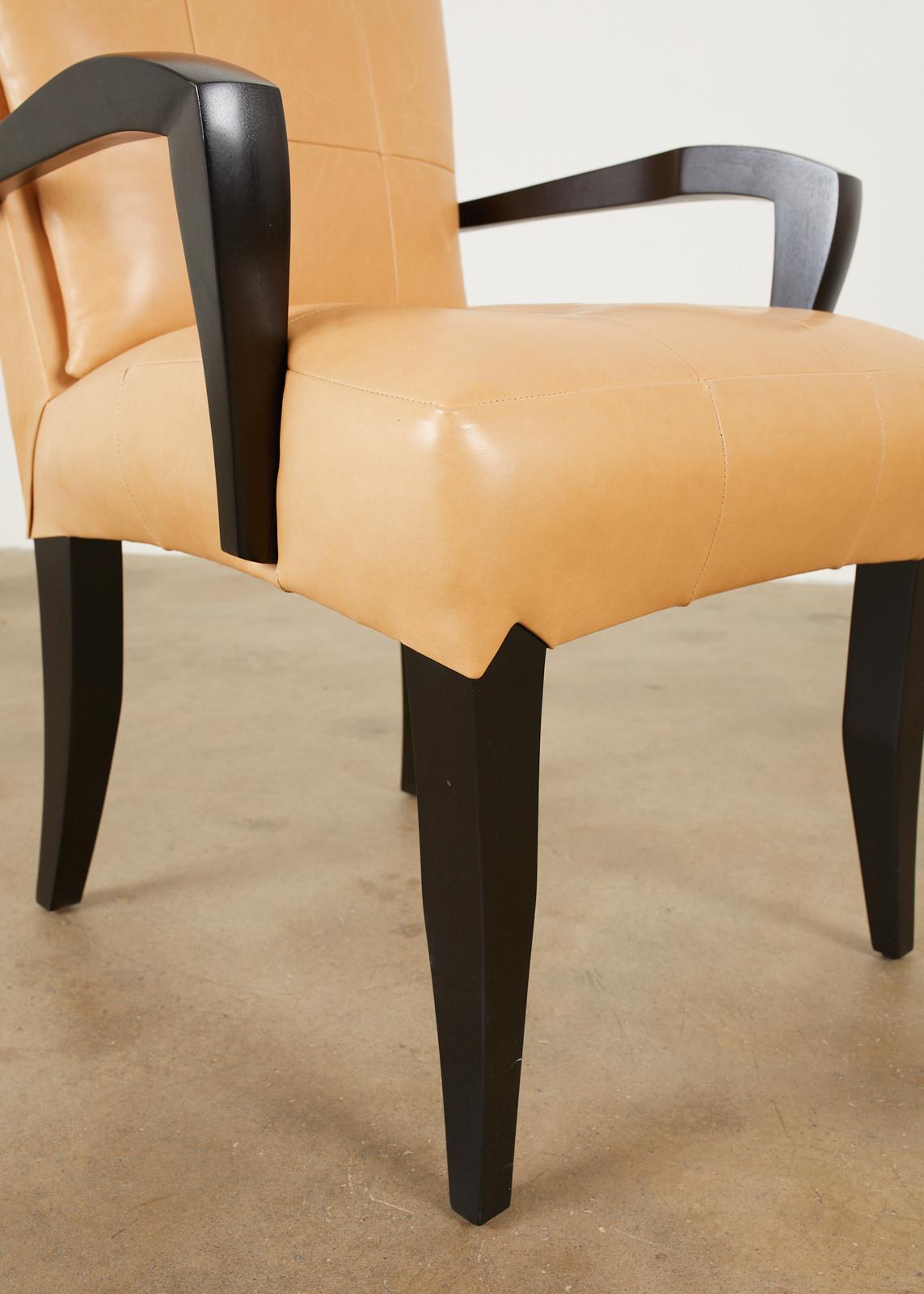 Set of Twelve Dakota Jackson Puff Leather Dining Chairs 6
