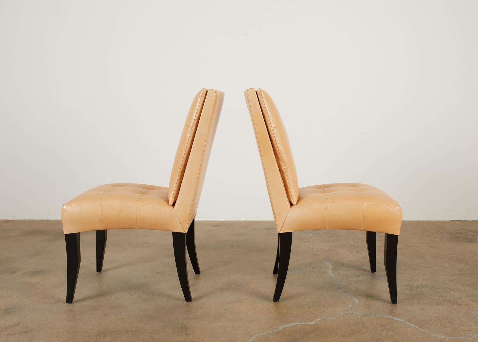 Set of Twelve Dakota Jackson Puff Leather Dining Chairs 10