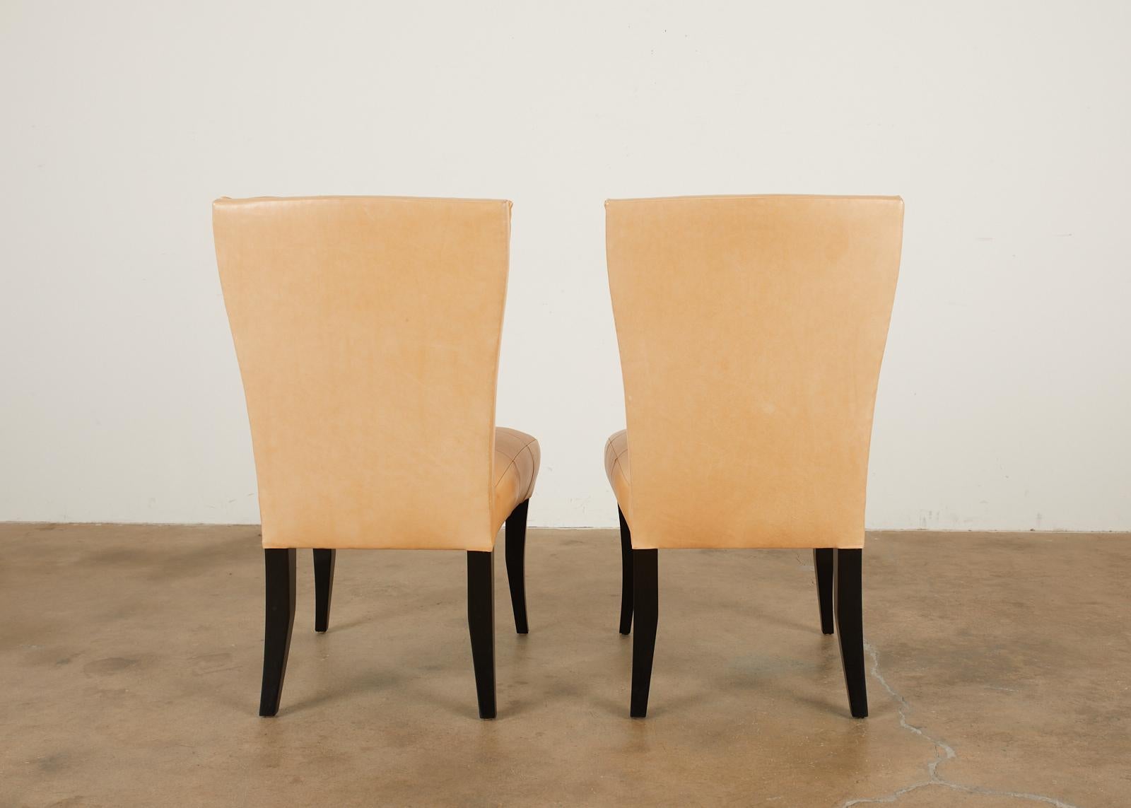 Set of Twelve Dakota Jackson Puff Leather Dining Chairs 11