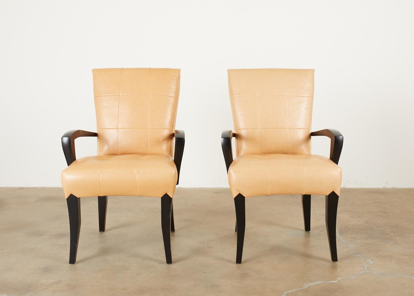 Modern Set of Twelve Dakota Jackson Puff Leather Dining Chairs