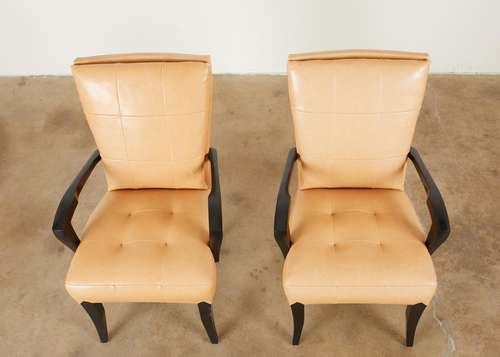 Set of Twelve Dakota Jackson Puff Leather Dining Chairs In Good Condition In Rio Vista, CA