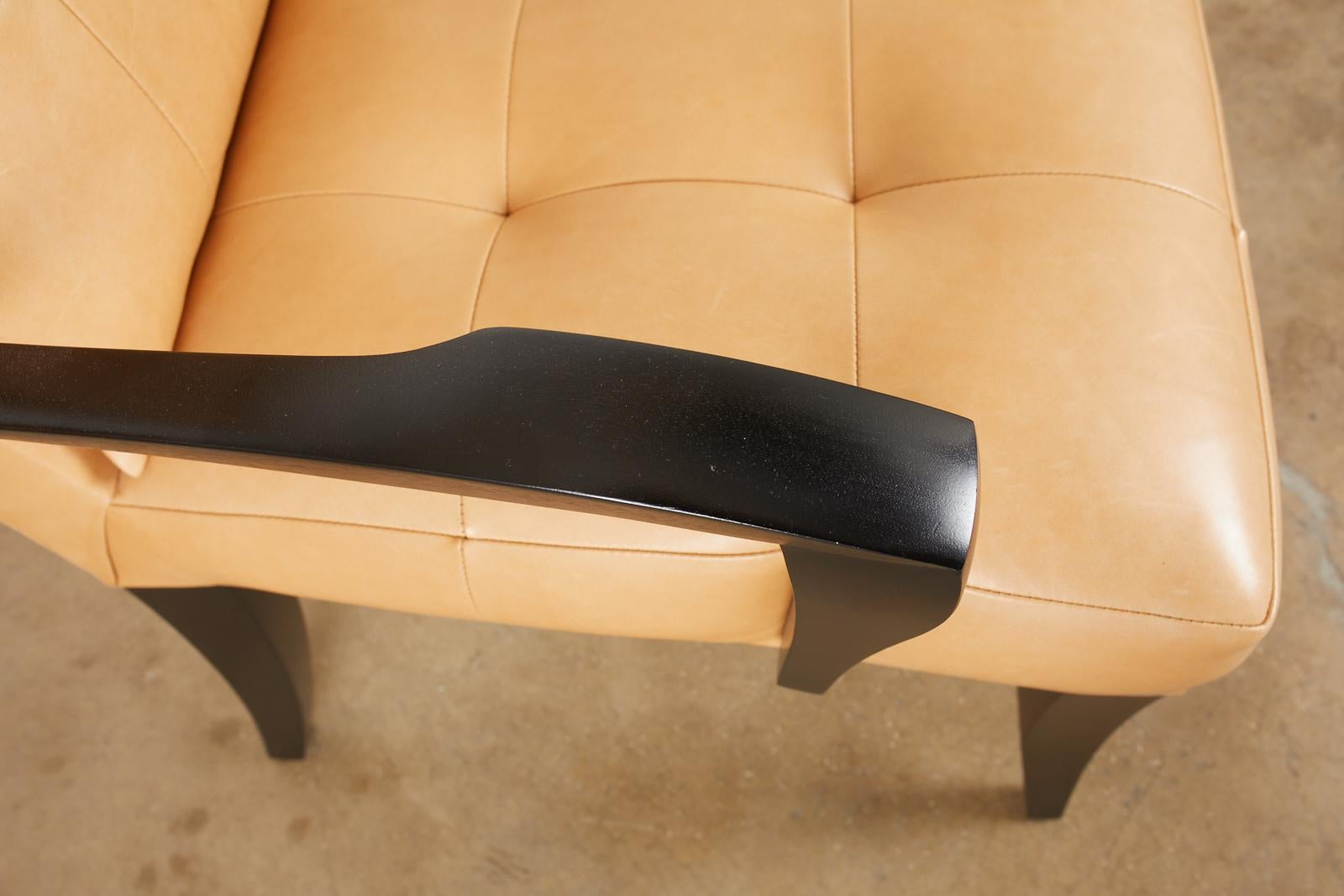 Contemporary Set of Twelve Dakota Jackson Puff Leather Dining Chairs