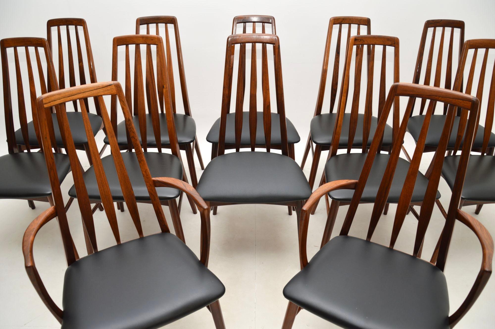 A stunning set of twelve Danish vintage dining chairs by Niels Koefoed. They date from the 1960’s and were made by Koefoeds Hornslet.

We have had these fully restored and they are in absolutely immaculate condition. The frames have been stripped