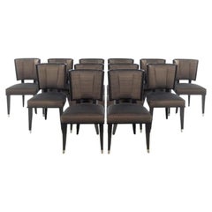 Set of Twelve Deco Style Dining Chairs with Curved Channel Back