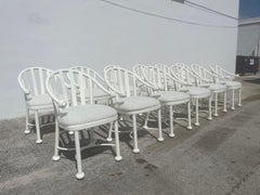 Set of Twelve Designer Dining Chairs, Cream Silk, Kravet Boucle Beige