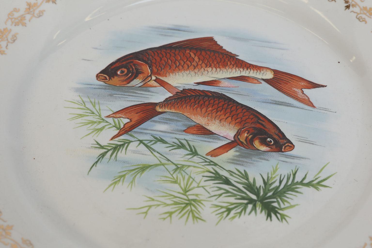 French Set of Twelve Digoin and Sarreguemines Fish Plates