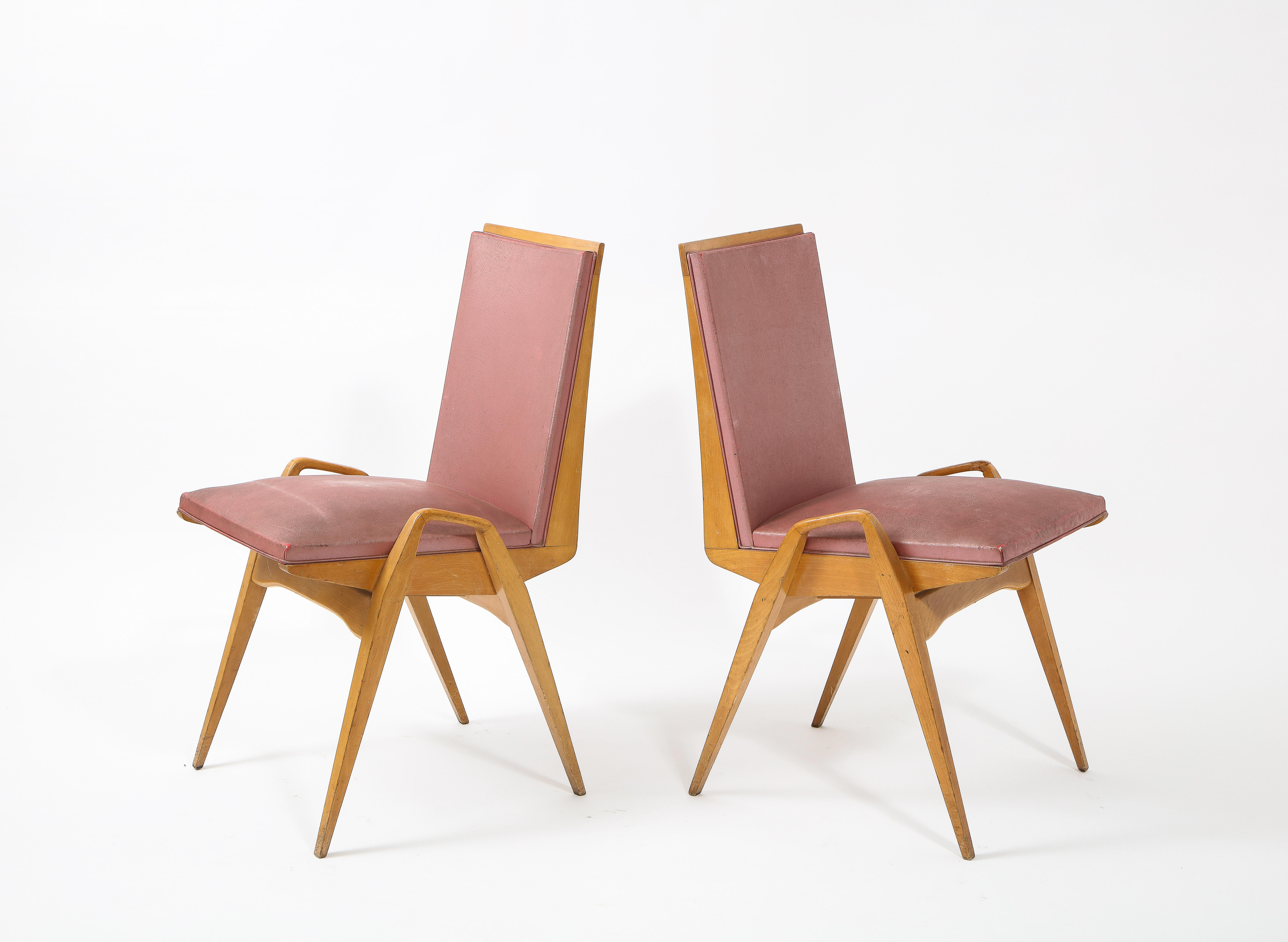 Maurice Pré Set of Twelve Dining Chairs, France 1950's For Sale 1