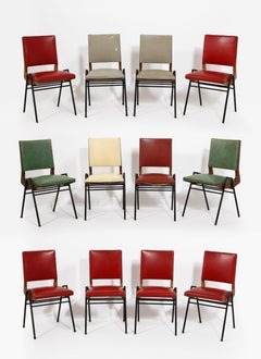 Set of Twelve Dining Chairs by Maurice Pré, France 1950's