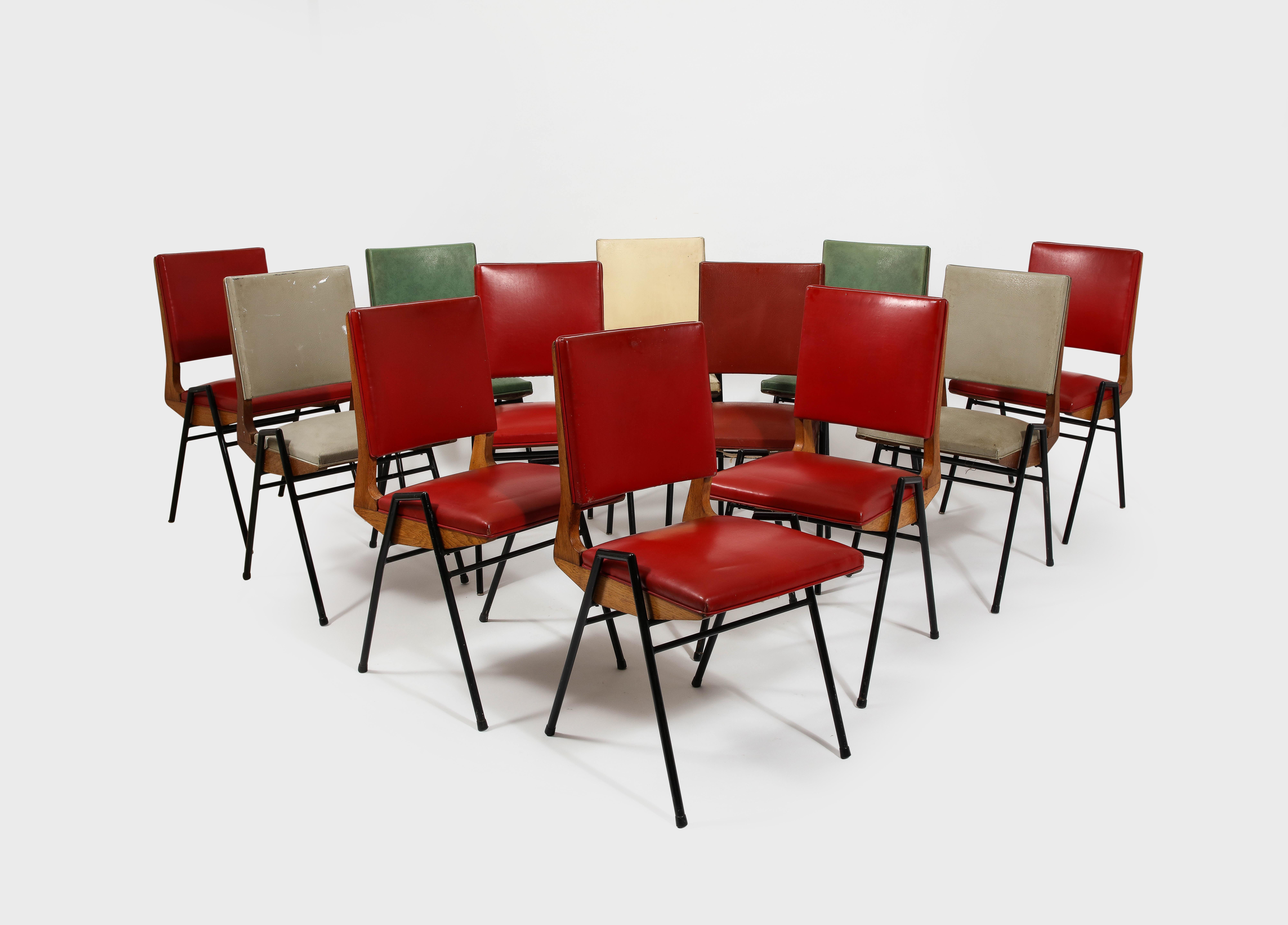 Set of Twelve Dining Chairs by Maurice Pré, France 1950's In Good Condition For Sale In New York, NY