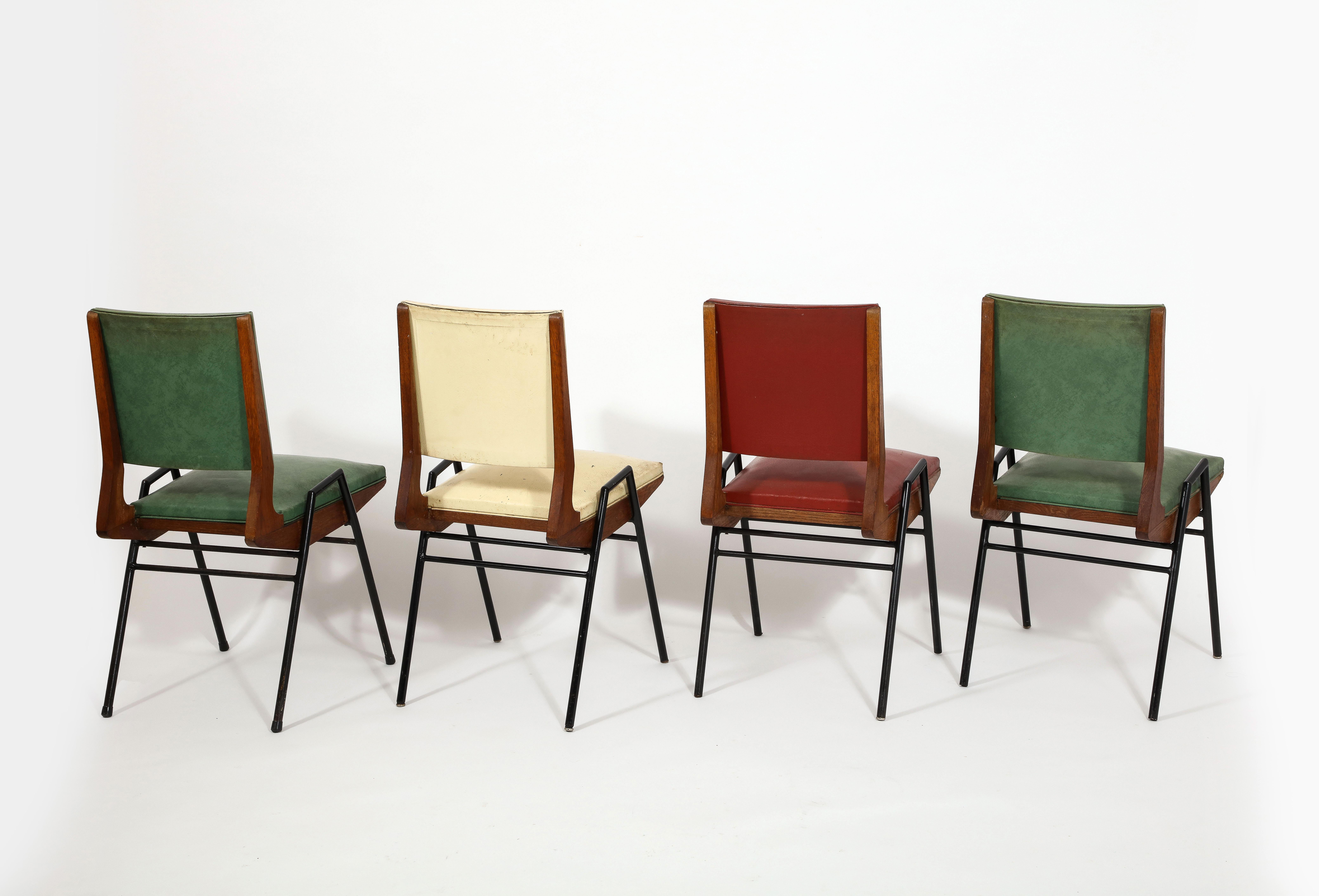 Steel Set of Twelve Dining Chairs by Maurice Pré, France 1950's For Sale