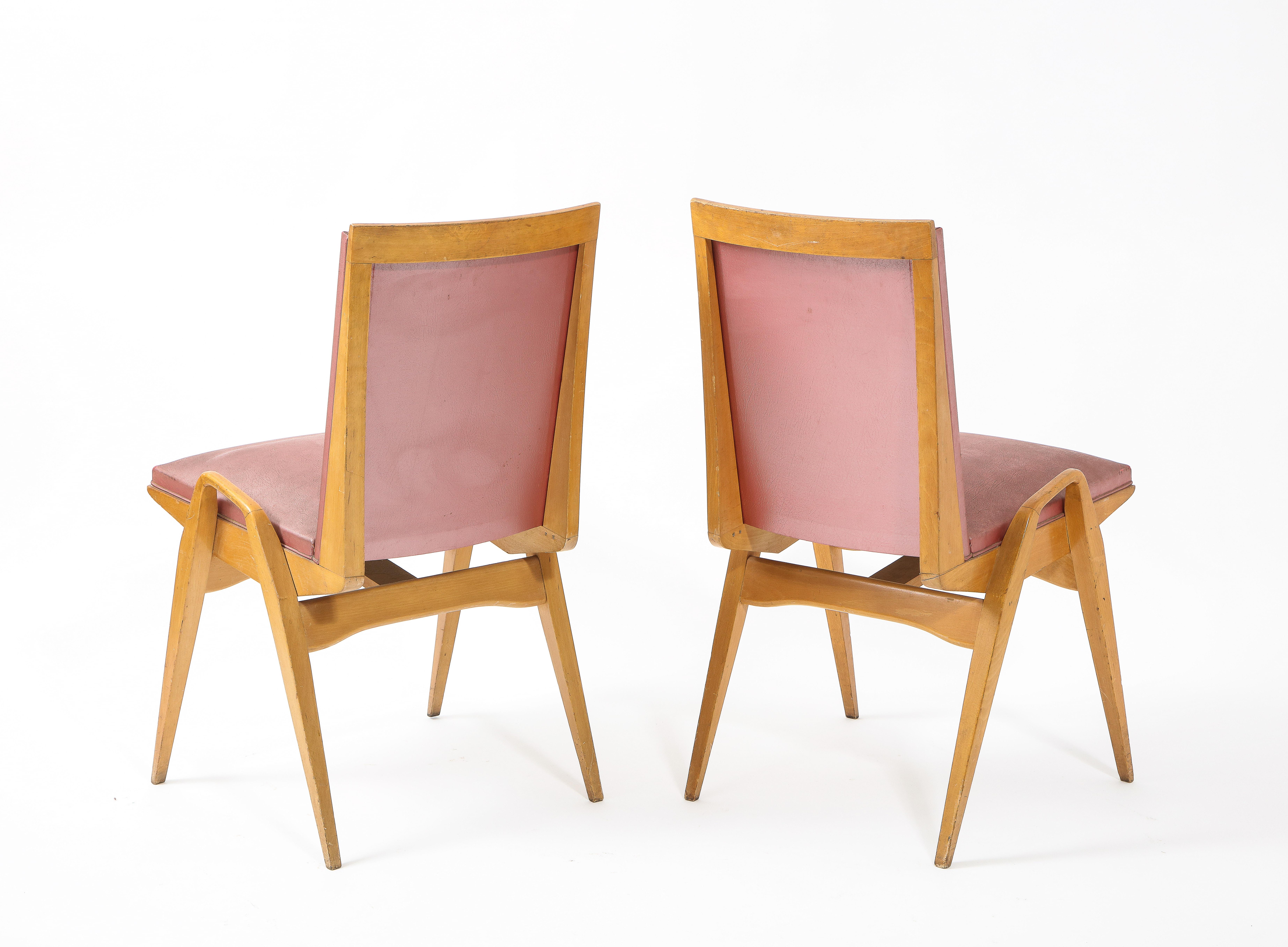 European Maurice Pré Set of Twelve Dining Chairs, France 1950's For Sale