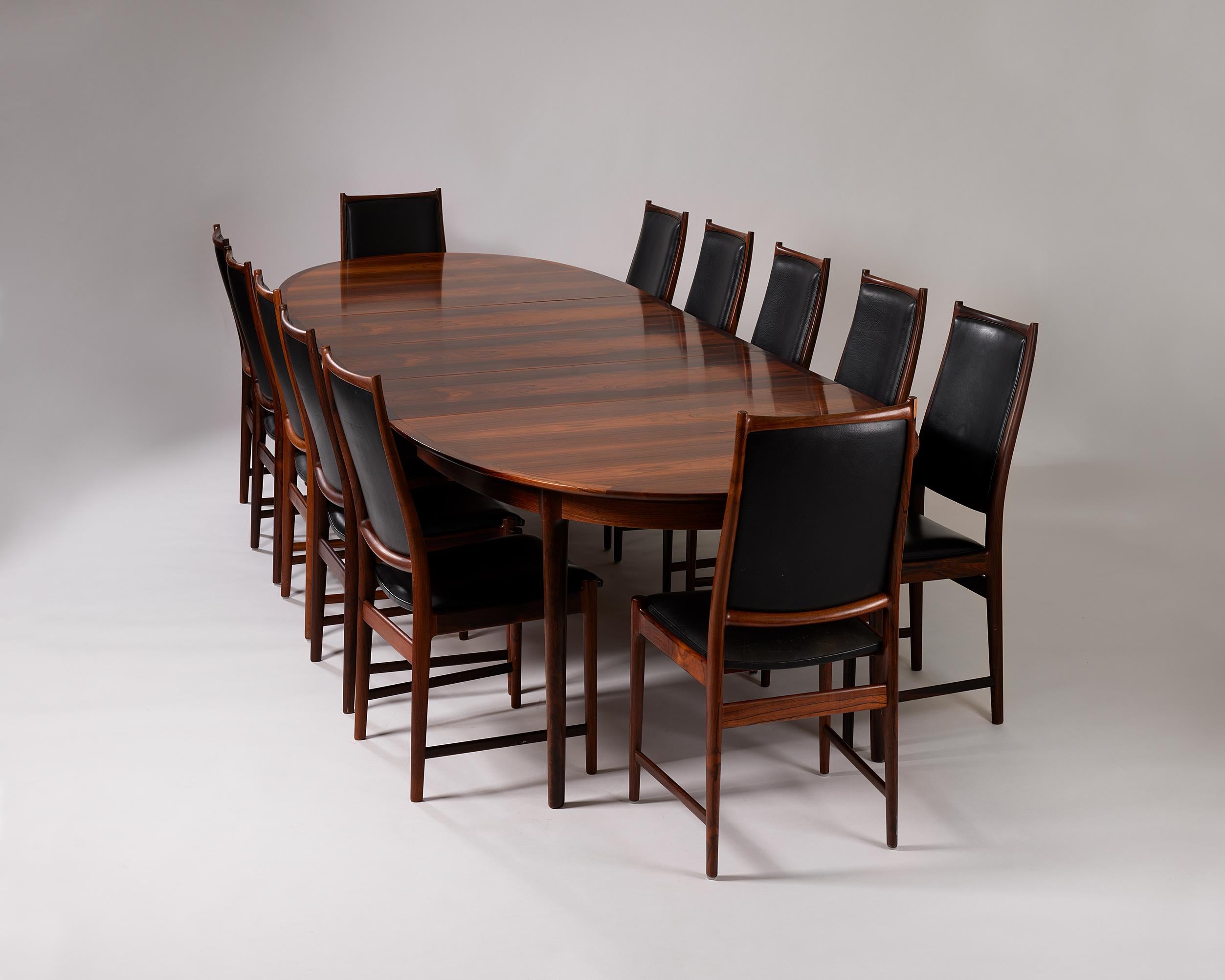 Mid-Century Modern Set of Twelve Dining Chairs ‘Darby’ Designed by Torbjörn Afdal for Bruksbo For Sale