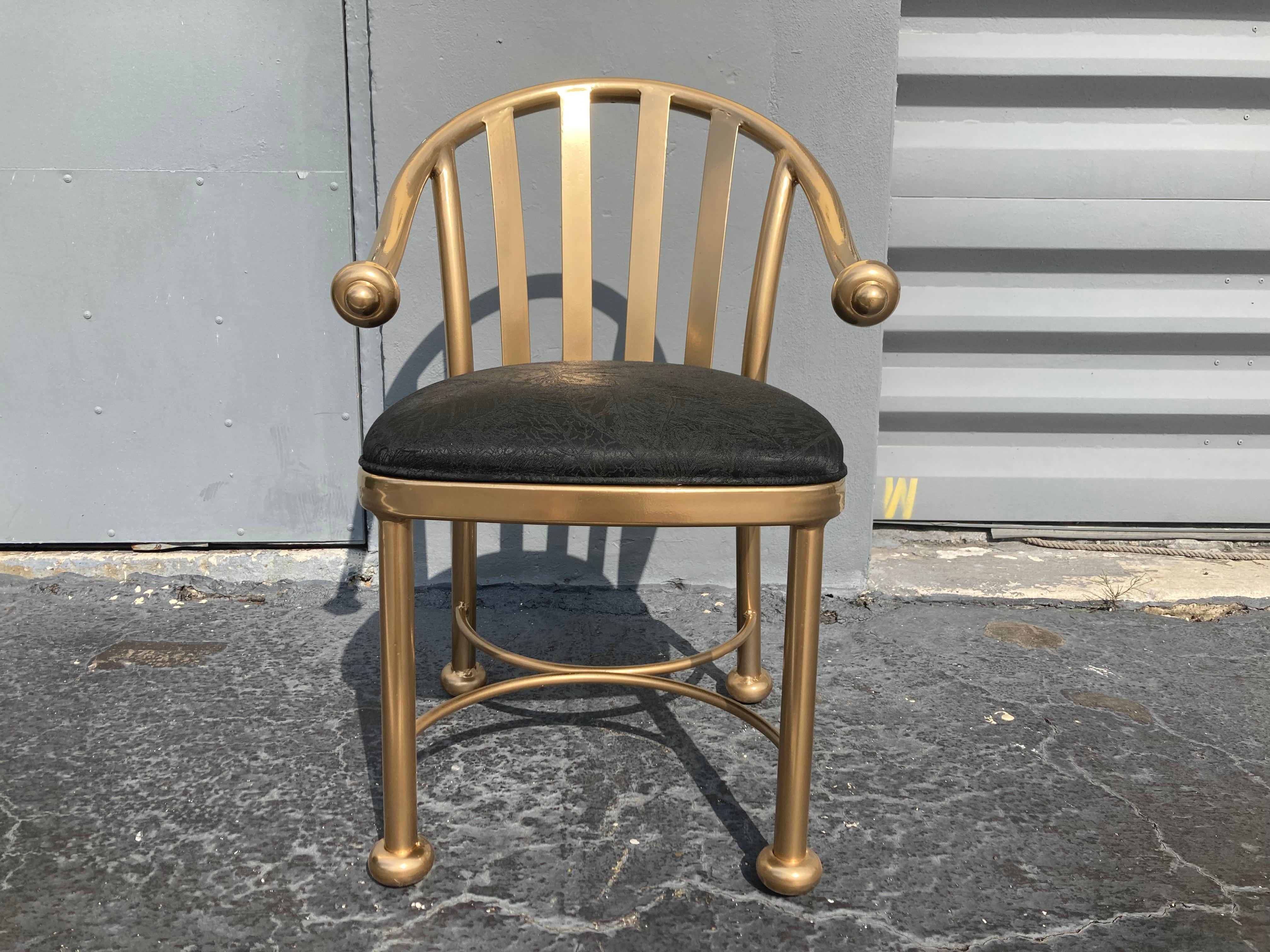 Set of Twelve Dining Chairs, Gold Finish, Brass Look, Aluminum For Sale 7