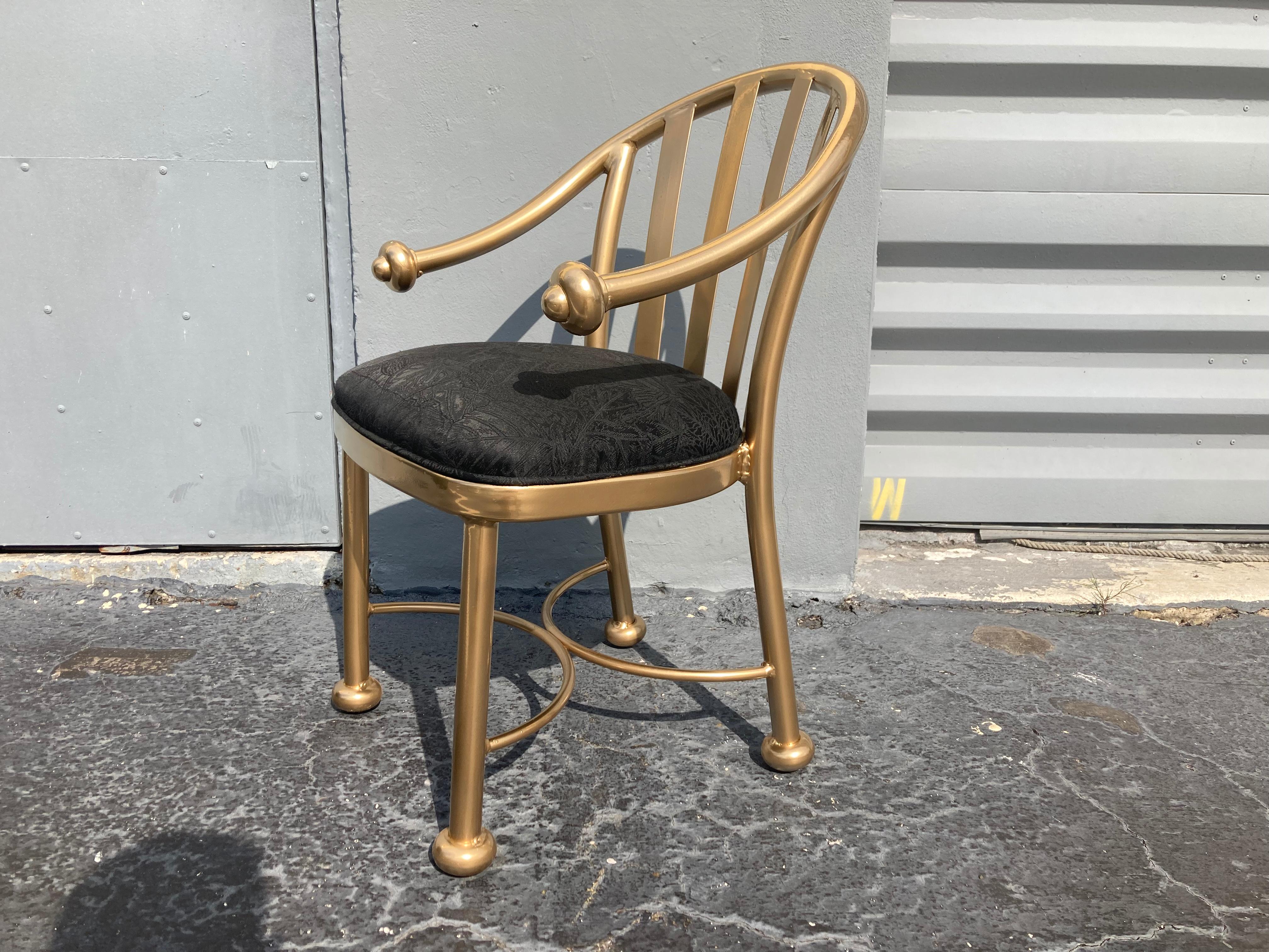 Modern Set of Twelve Dining Chairs, Gold Finish, Brass Look, Aluminum For Sale