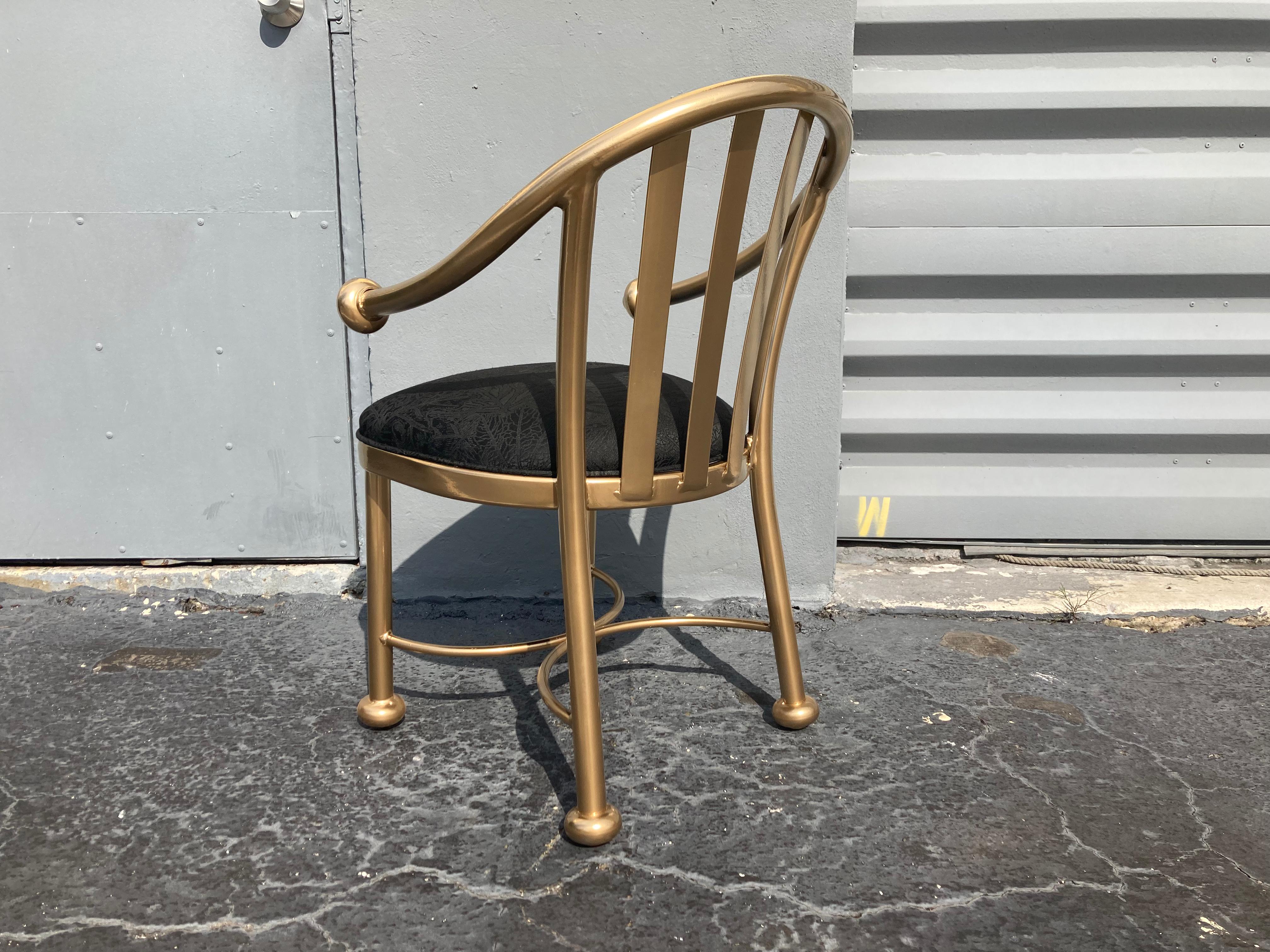 American Set of Twelve Dining Chairs, Gold Finish, Brass Look, Aluminum For Sale