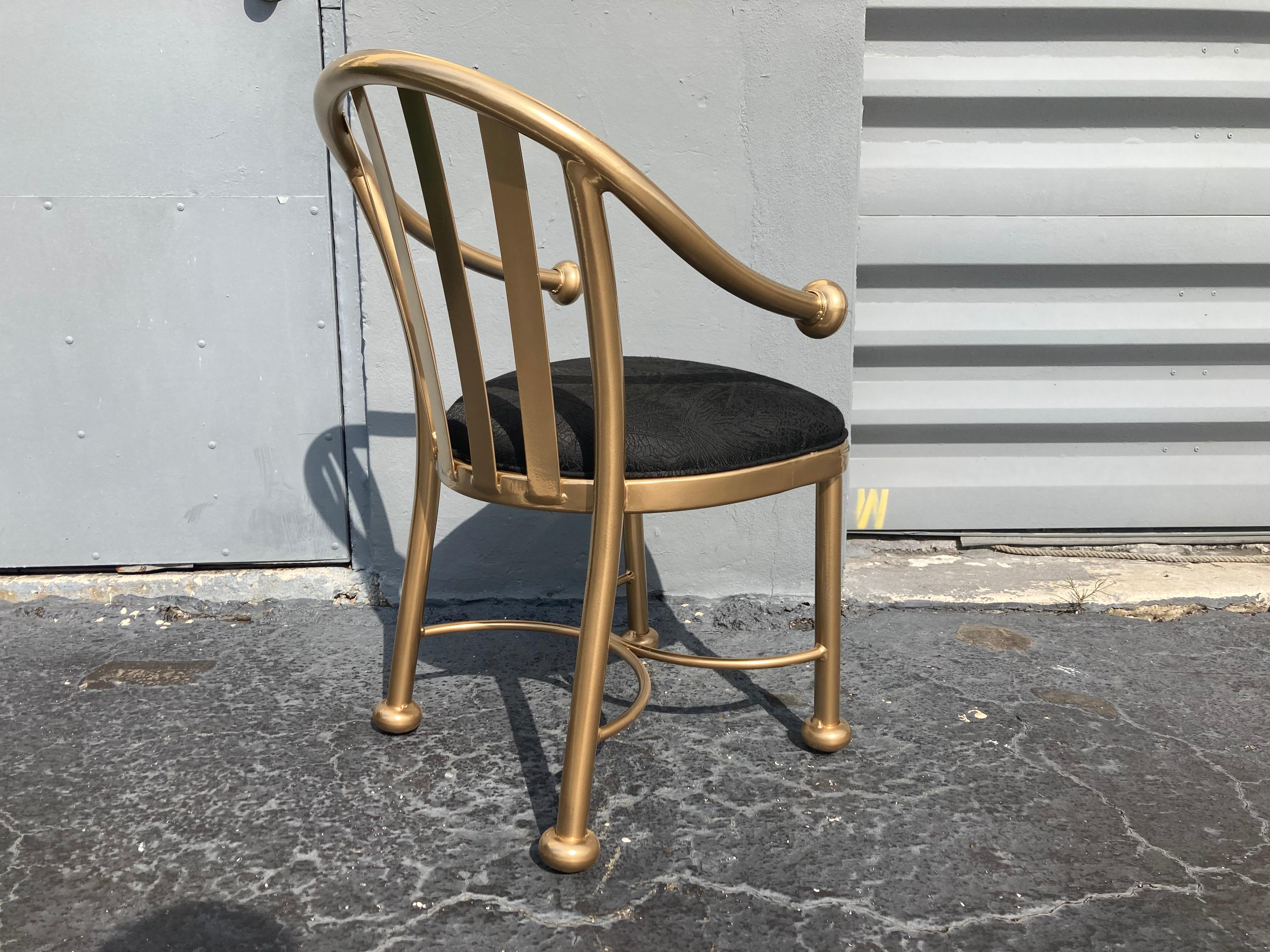 Set of Twelve Dining Chairs, Gold Finish, Brass Look, Aluminum In Good Condition For Sale In Miami, FL
