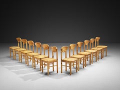 Set of Twelve Dining Chairs in Solid Pine