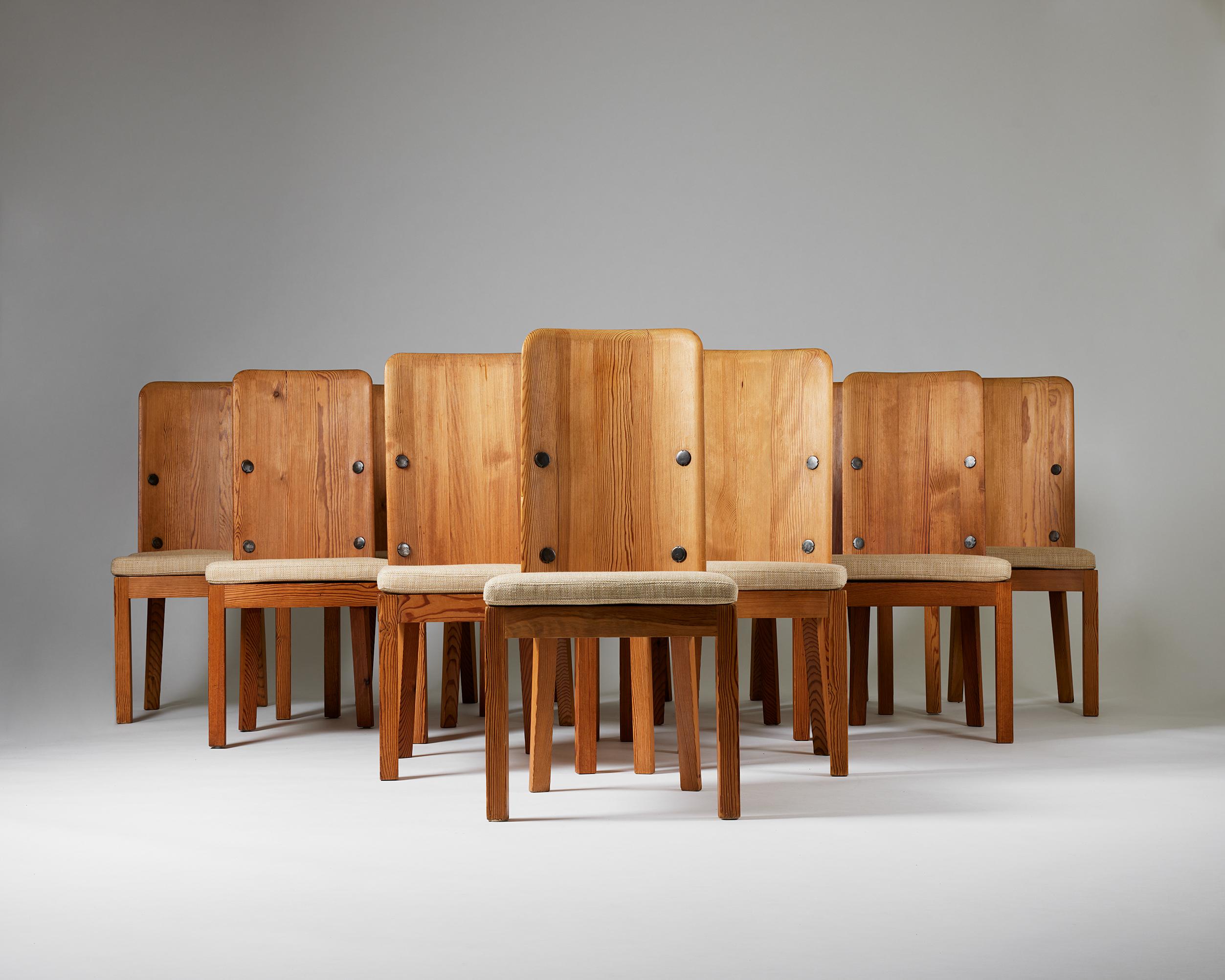 Mid-Century Modern Set of Twelve Dining Chairs Model ‘Lovö’ Designed by Axel-Einar Hjorth for Nk