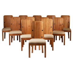 Set of Twelve Dining Chairs Model ‘Lovö’ Designed by Axel-Einar Hjorth for Nk