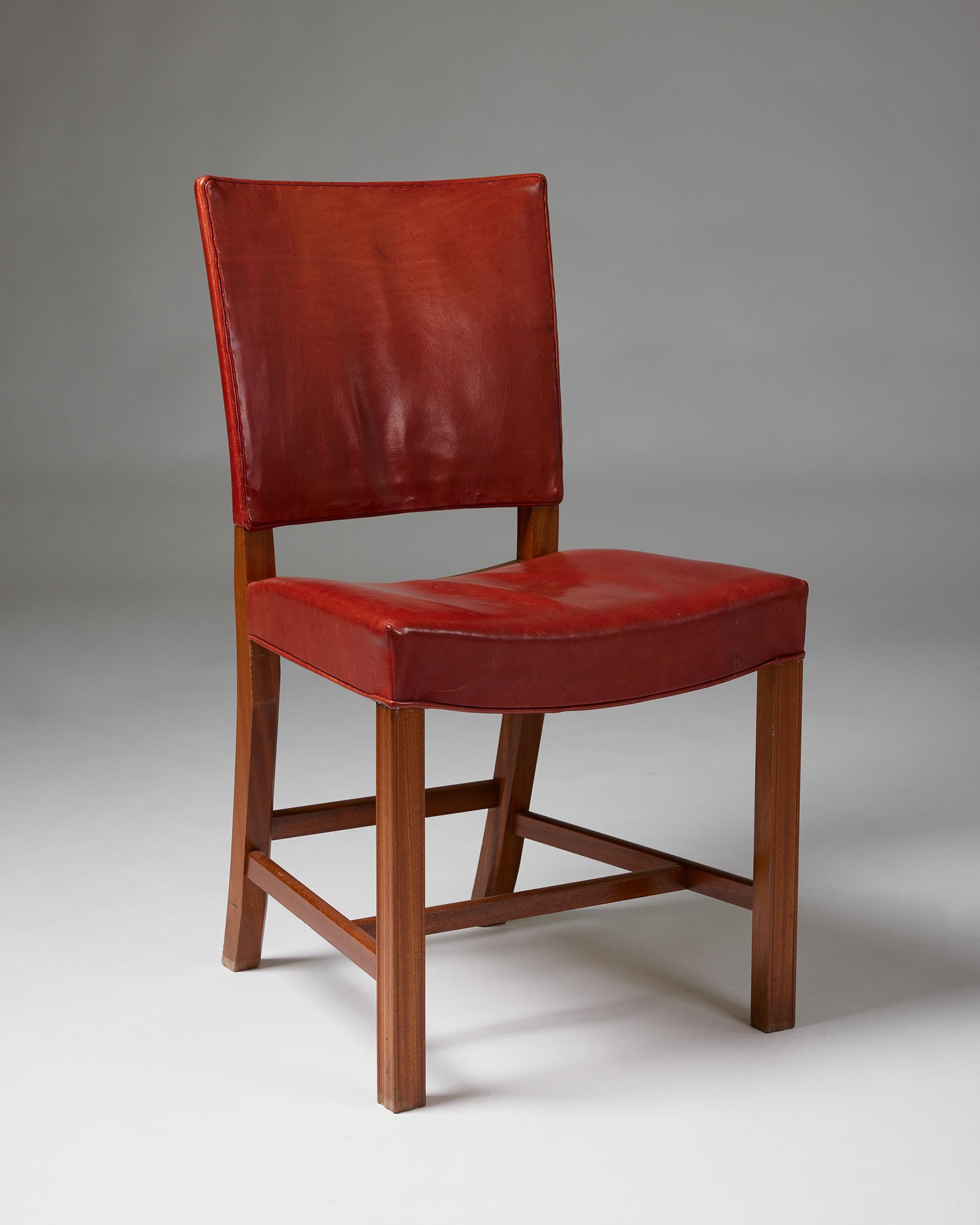 Danish Set of twelve dining chairs ‘The Red Chair’ model 3949 designed by Kaare Klint For Sale
