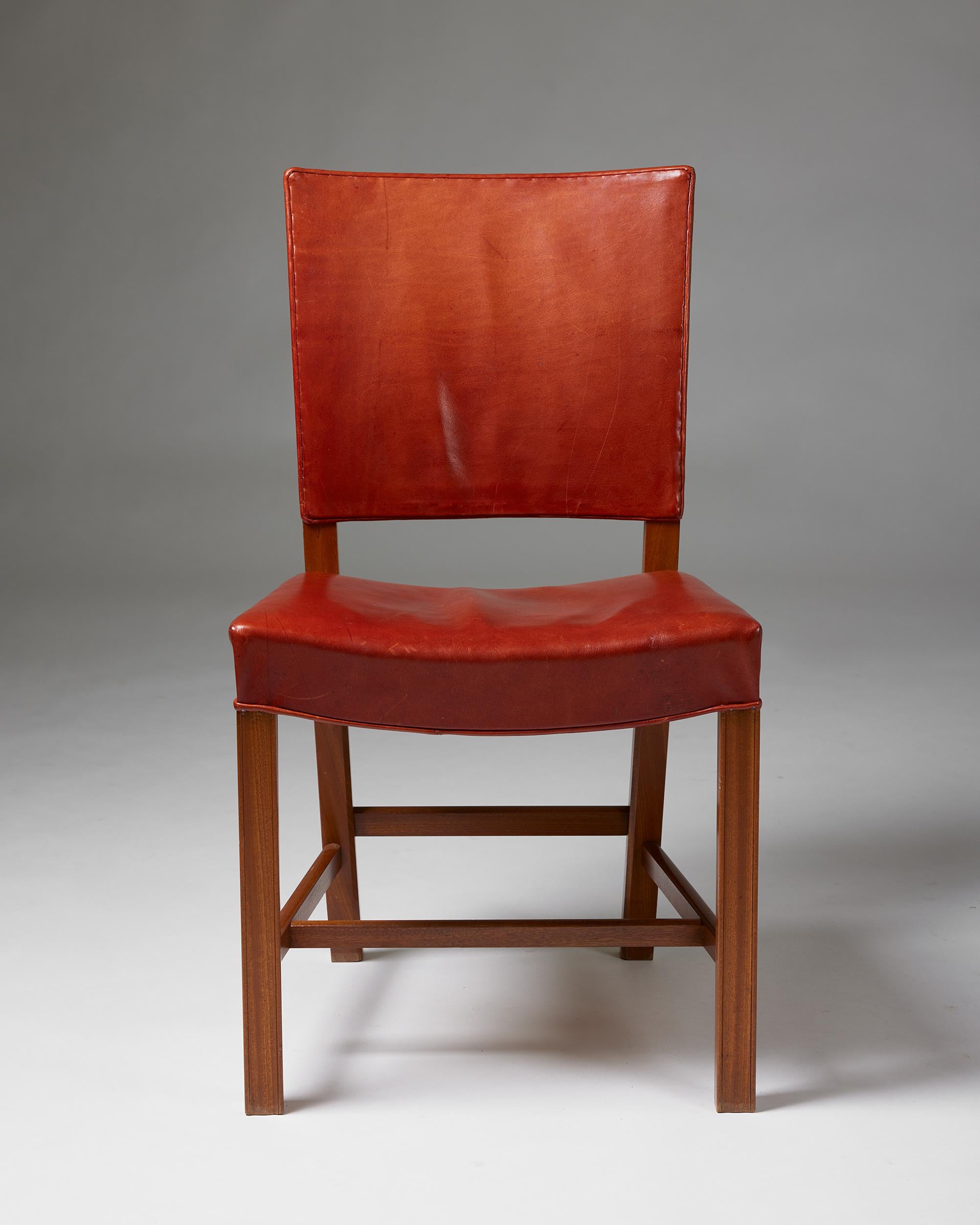Set of twelve dining chairs ‘The Red Chair’ model 3949 designed by Kaare Klint In Good Condition For Sale In Stockholm, SE