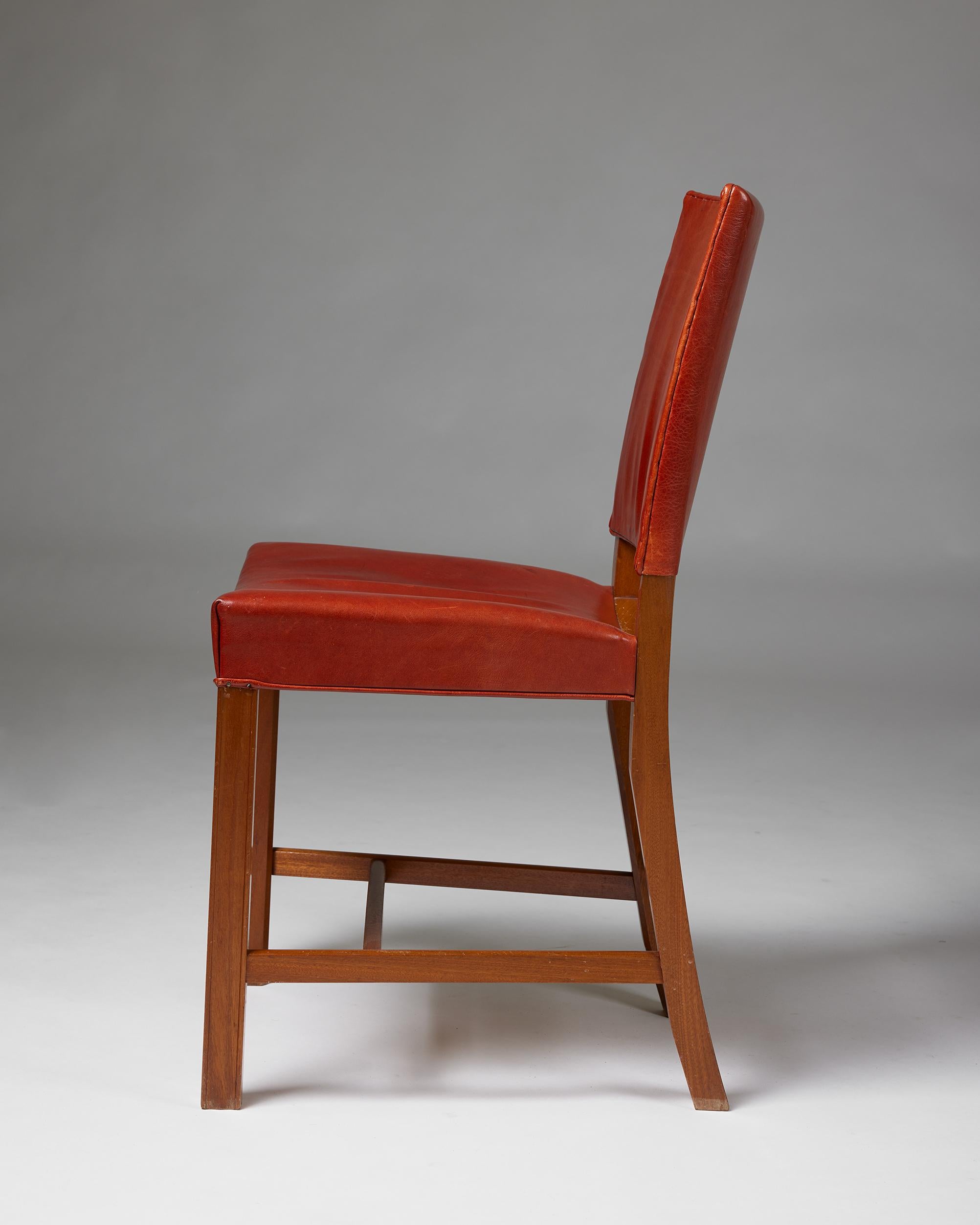 Early 20th Century Set of twelve dining chairs ‘The Red Chair’ model 3949 designed by Kaare Klint For Sale