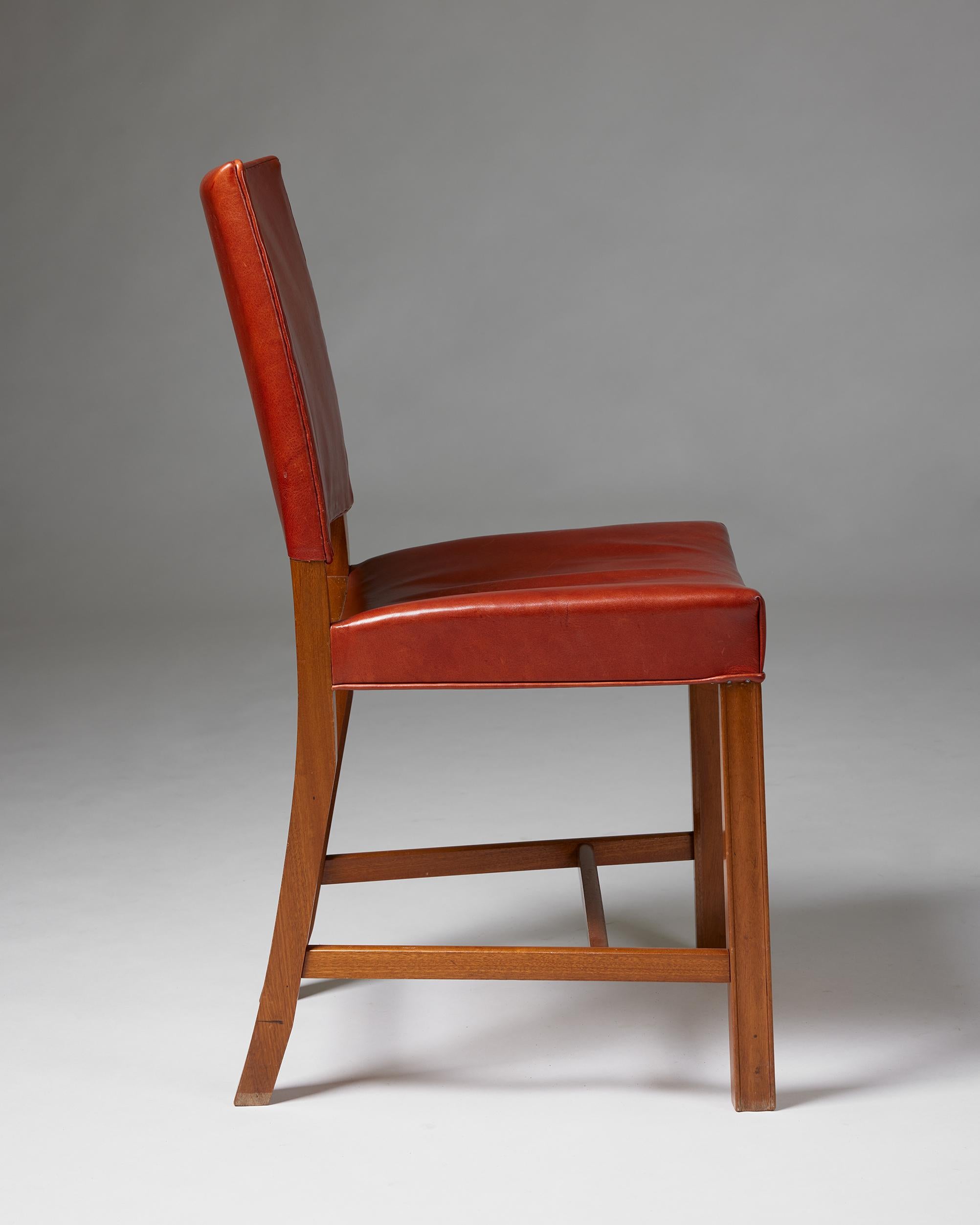 Set of twelve dining chairs ‘The Red Chair’ model 3949 designed by Kaare Klint For Sale 1