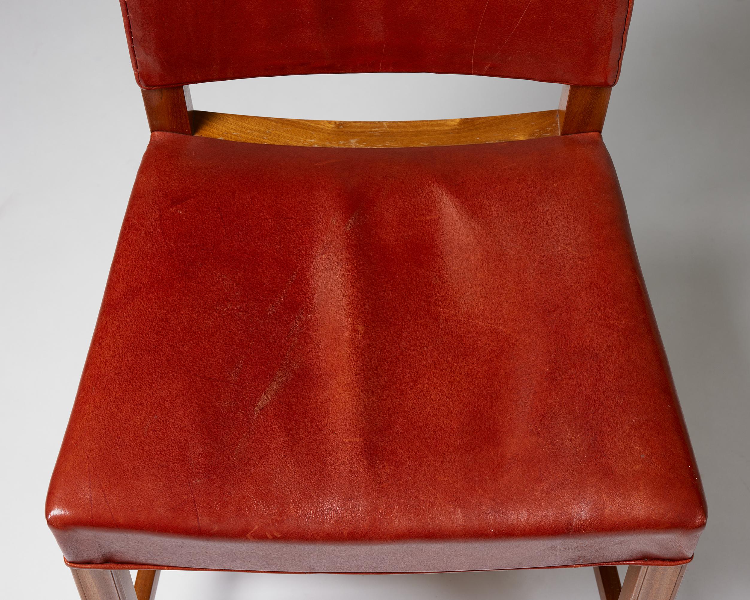 Set of twelve dining chairs ‘The Red Chair’ model 3949 designed by Kaare Klint For Sale 2