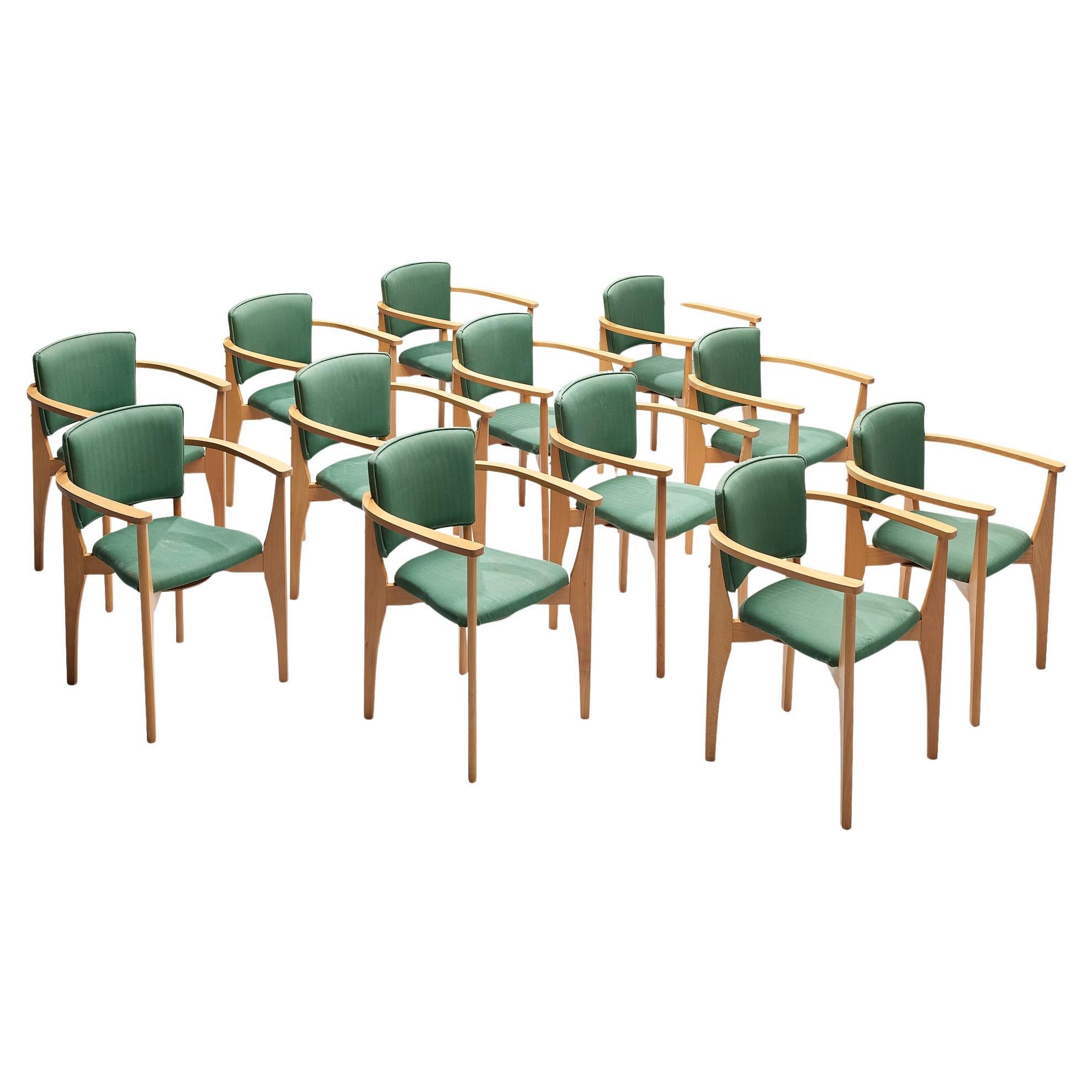 Set of Twelve Sculptural Dining Chairs With Elegant Wooden Frames