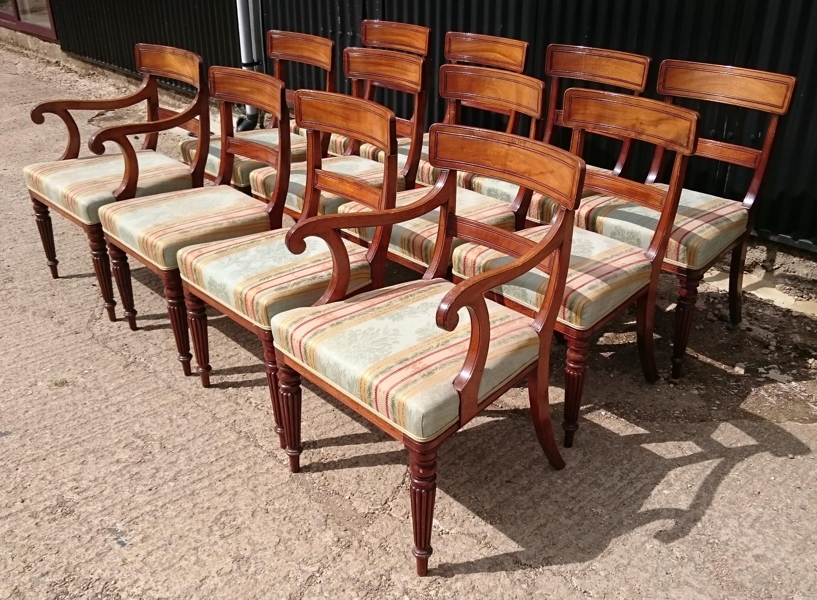 Set of Twelve Early 19th Century Regency Mahogany Antique Dining Chairs In Good Condition In Gloucestershire, GB