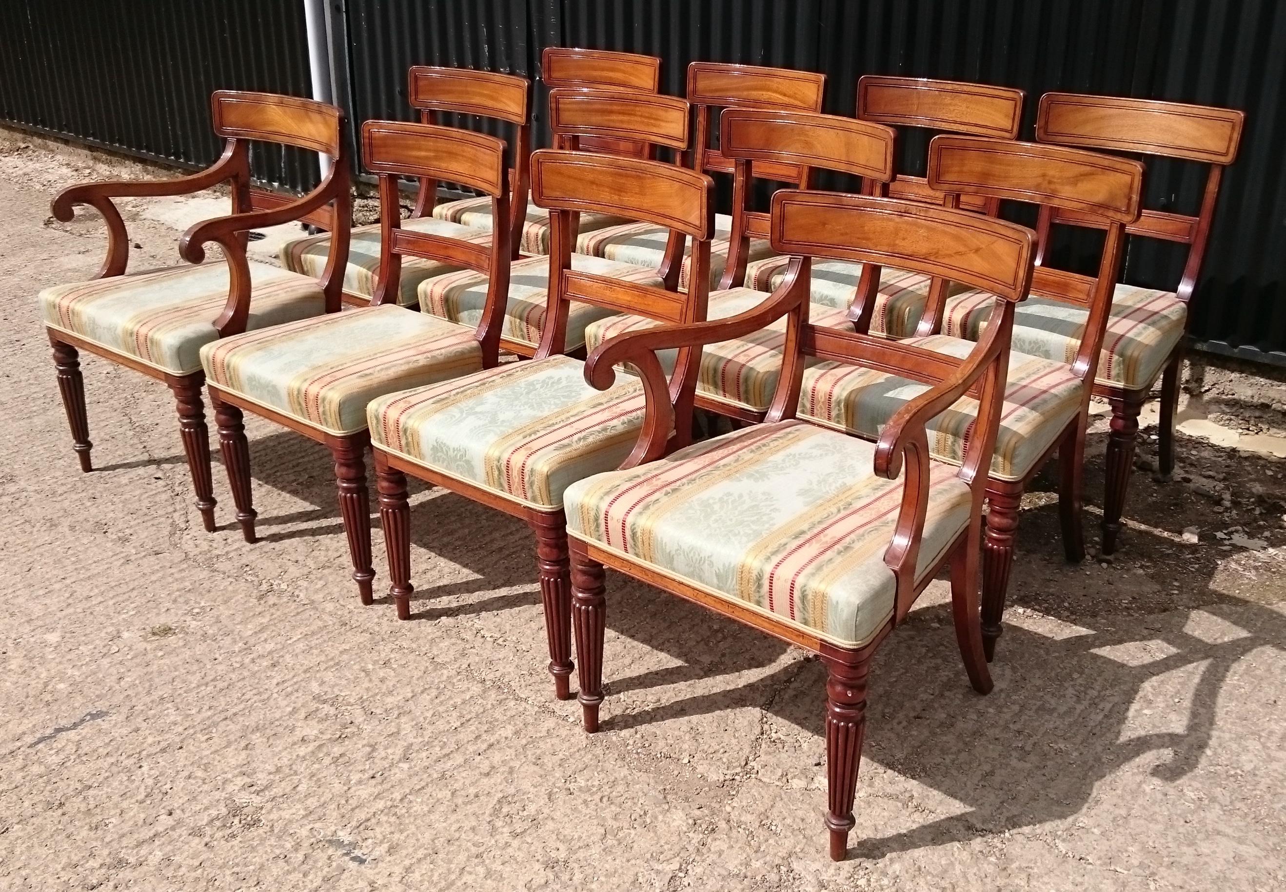 Set of Twelve Early 19th Century Regency Mahogany Antique Dining Chairs 1