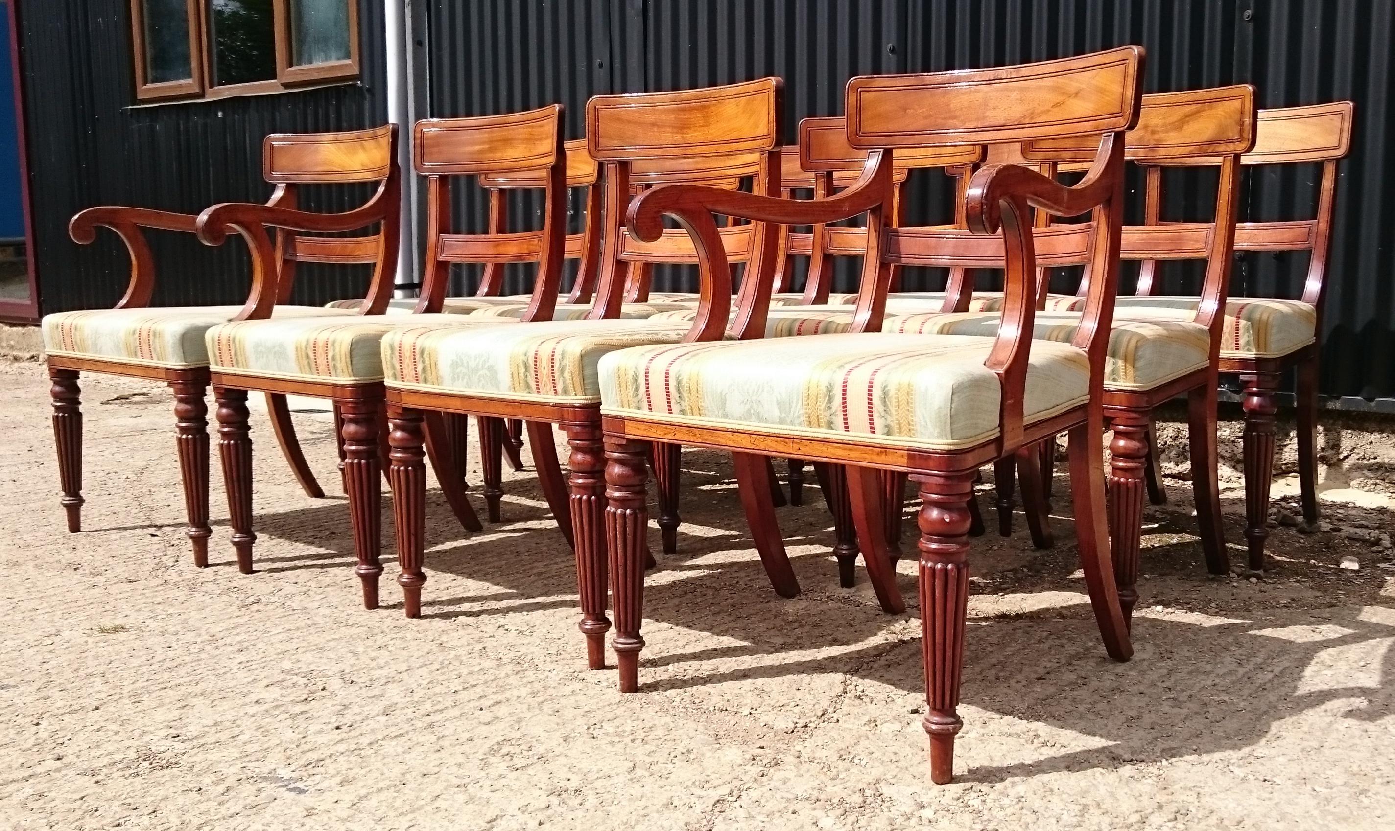 Set of Twelve Early 19th Century Regency Mahogany Antique Dining Chairs 2