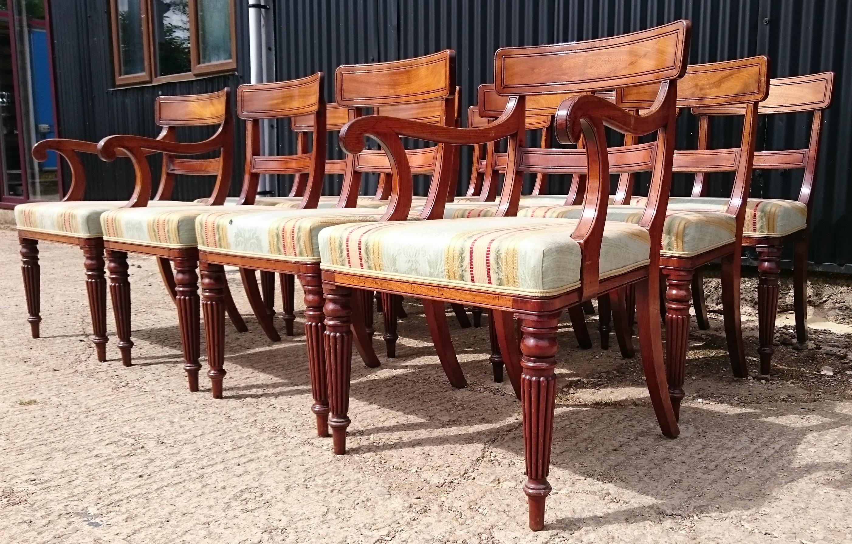 Set of Twelve Early 19th Century Regency Mahogany Antique Dining Chairs 4