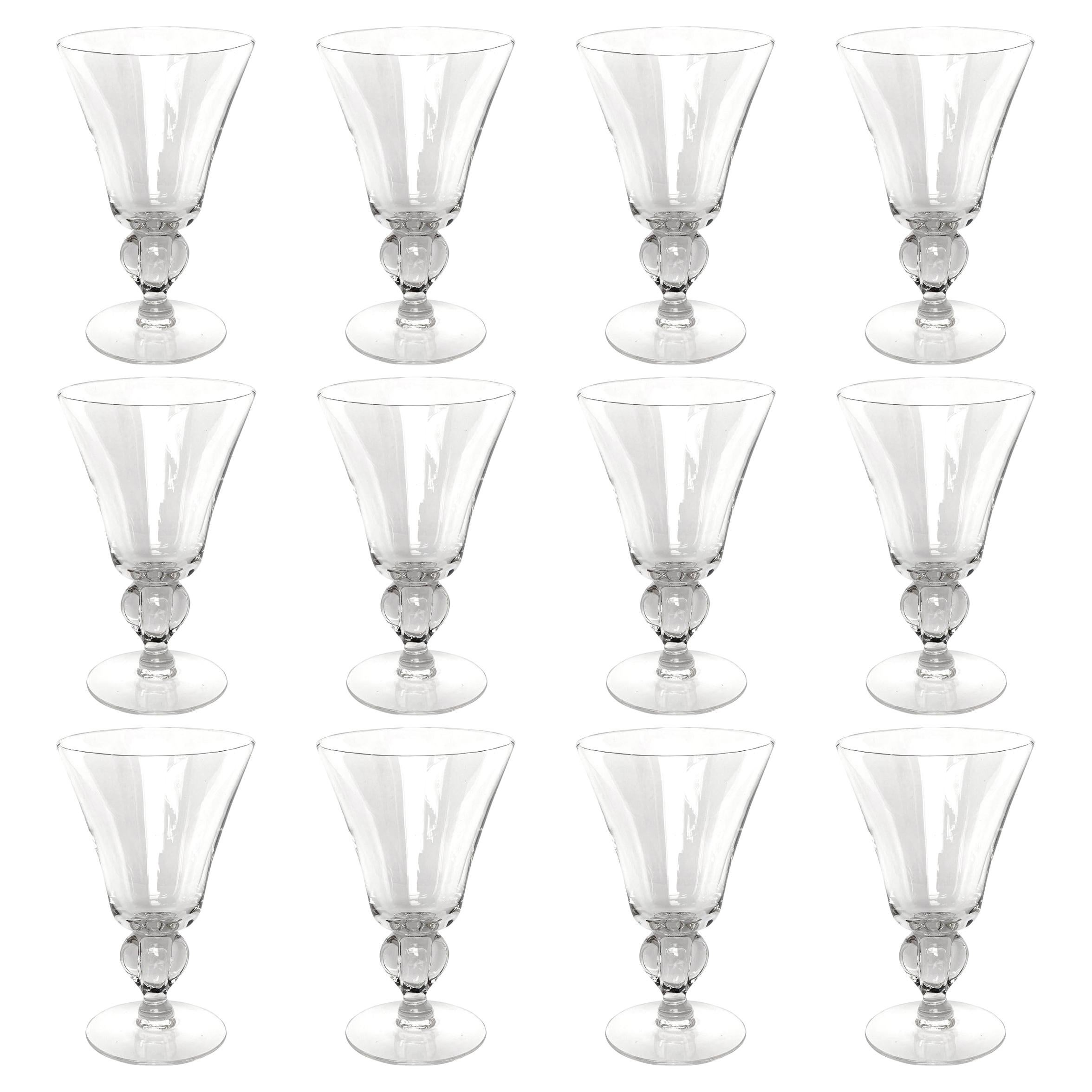 Set of Twelve Early 20th Century Swedish Crystal Wine Glasses