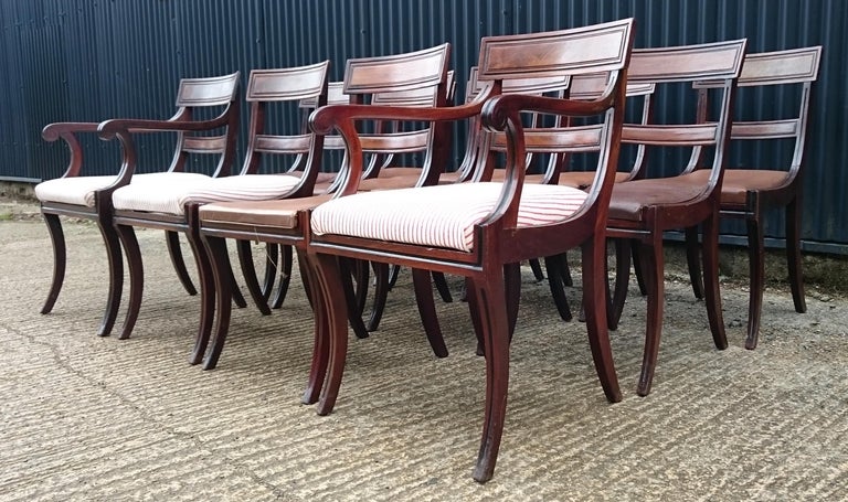 Set of Twelve Early 19th Century Regency Mahogany Antique Dining Chairs For Sale 3