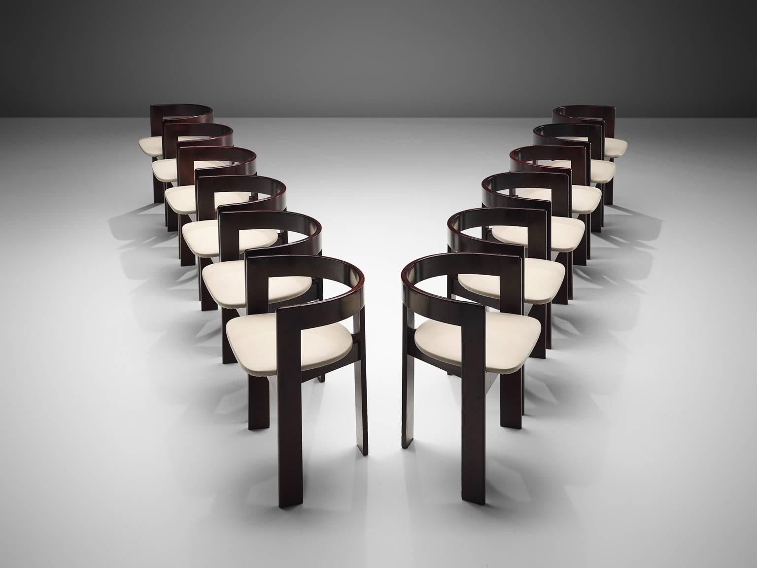 Mid-Century Modern Set of Twelve Ebonized Italian Dining Chairs 