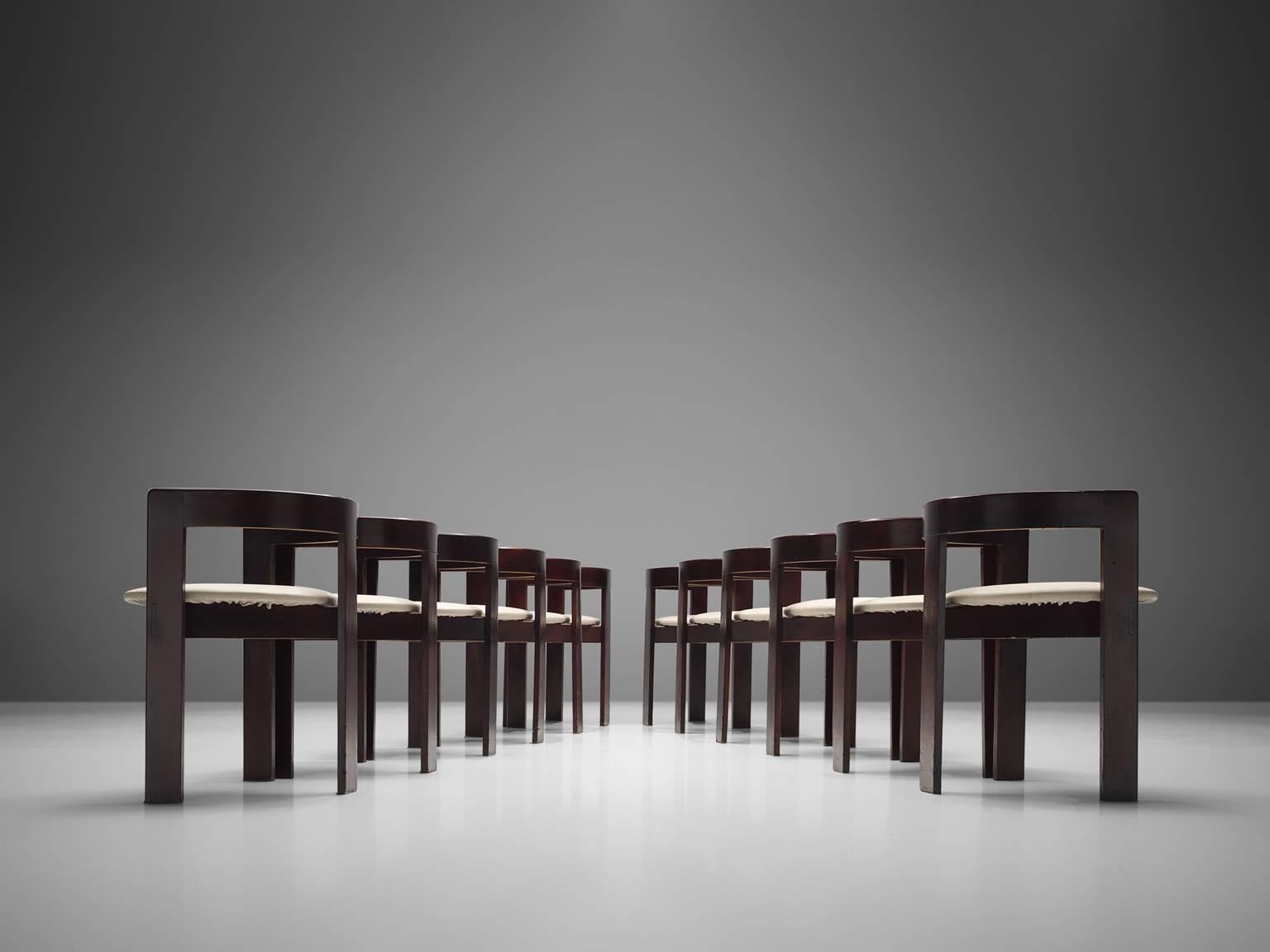 Set of Twelve Ebonized Italian Dining Chairs  In Good Condition In Waalwijk, NL