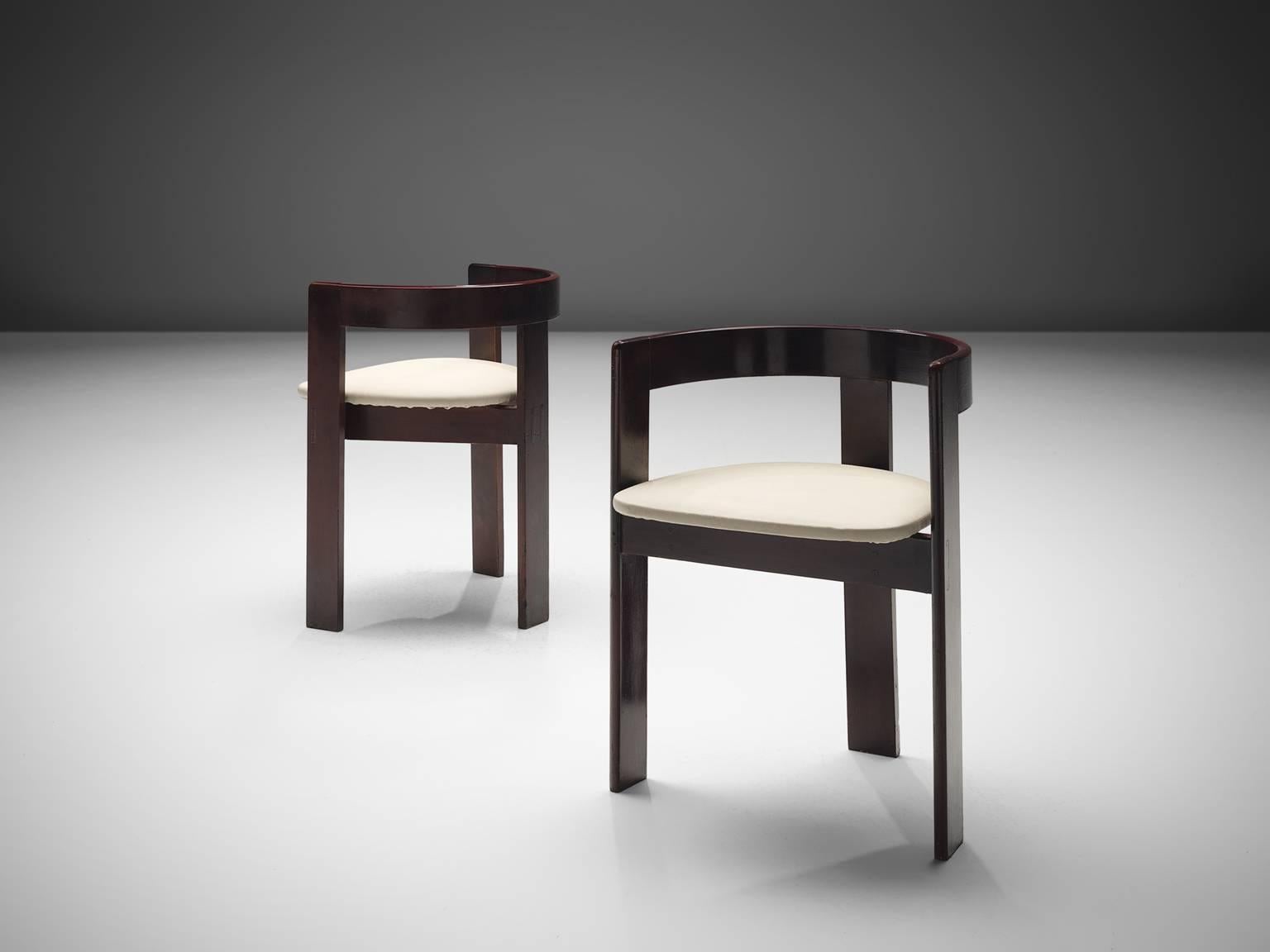 Faux Leather Set of Twelve Ebonized Italian Dining Chairs 