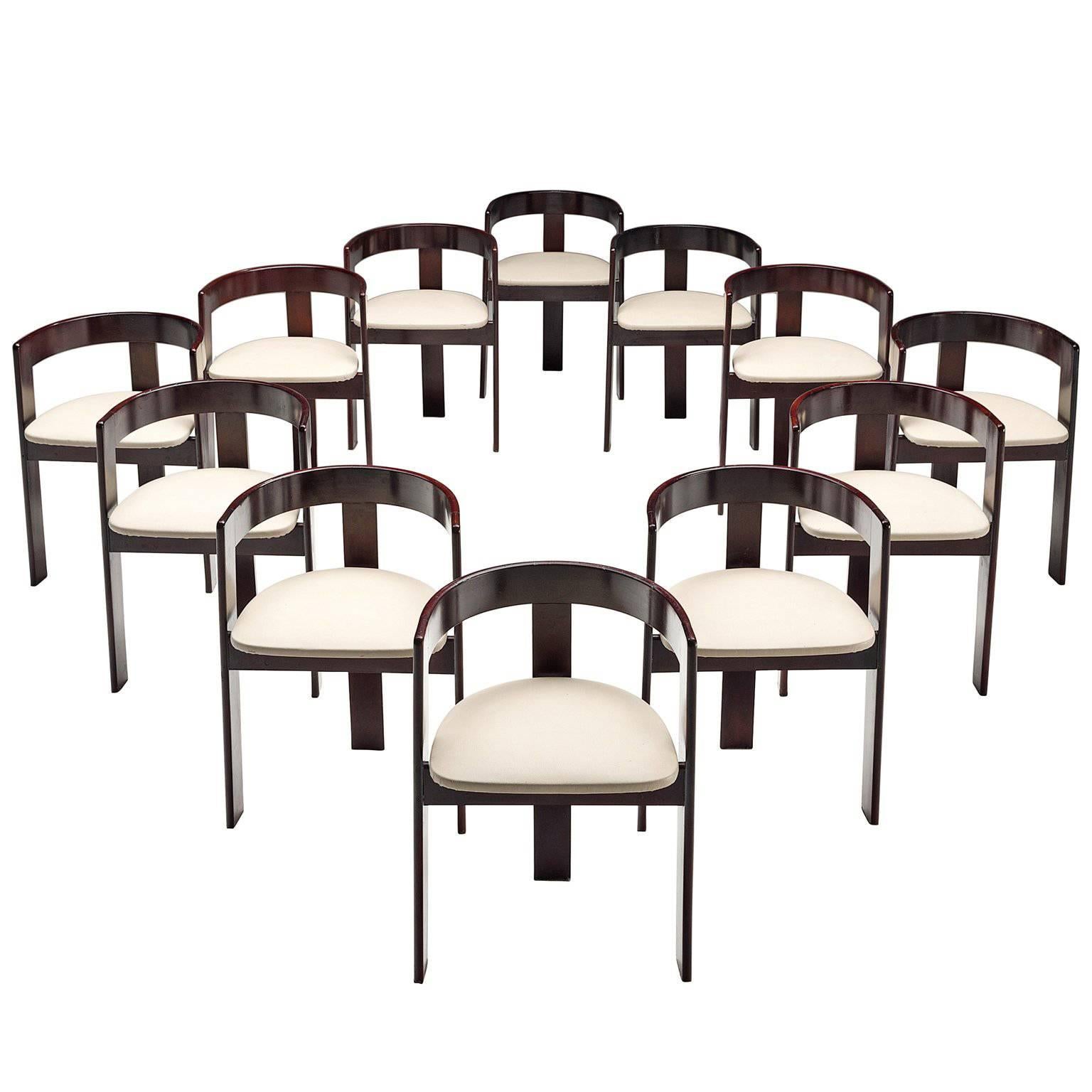 Set of Twelve Ebonized Italian Dining Chairs 