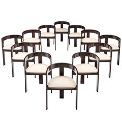 Set of Twelve Ebonized Italian Dining Chairs