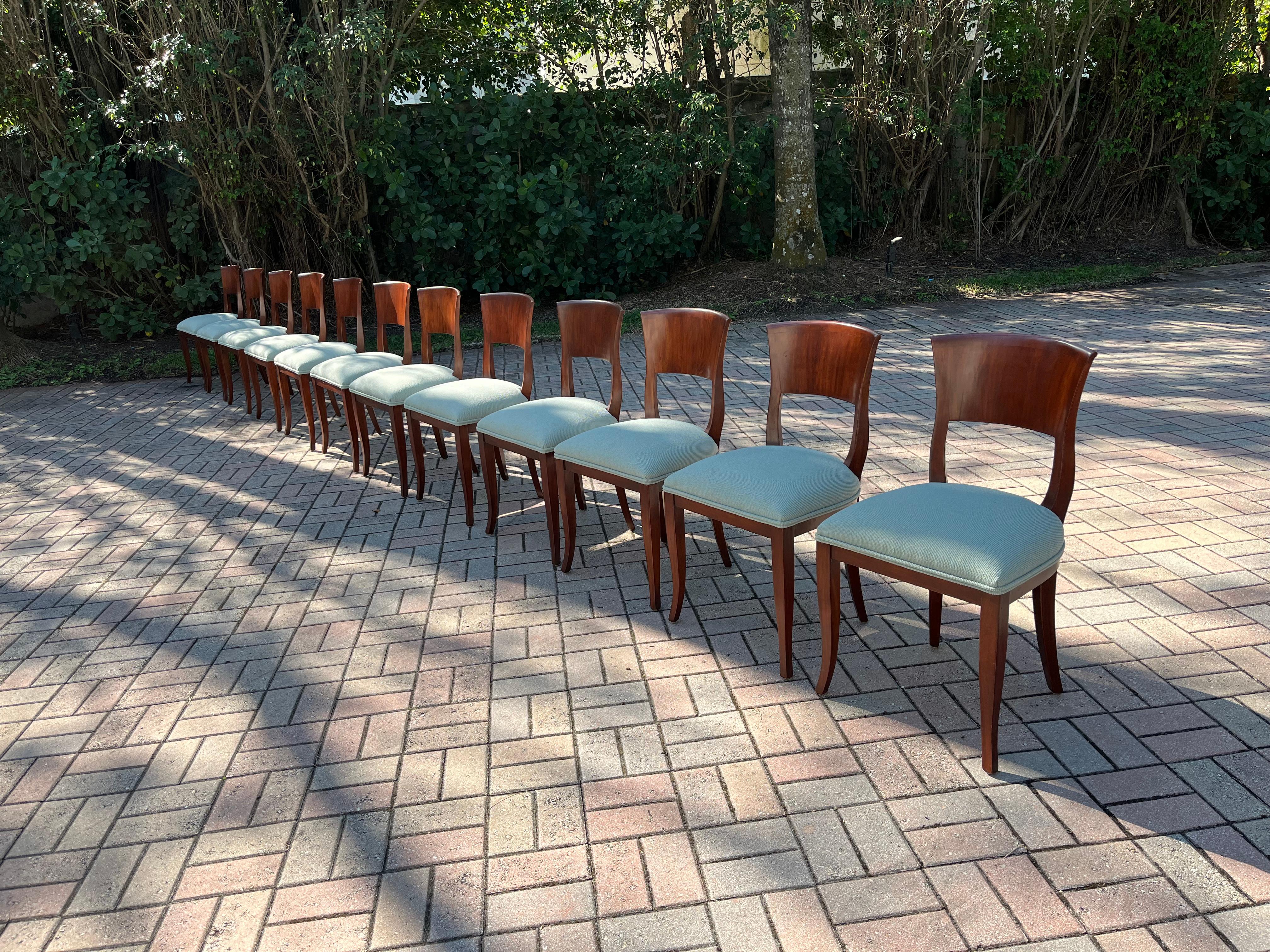 Modern Set of Twelve Elegant Dining Chairs For Sale