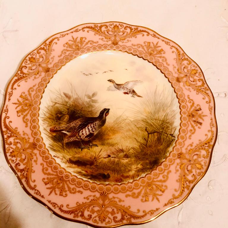 Set of Twelve English Cauldon Bird Plates, Each Painted Differently 1