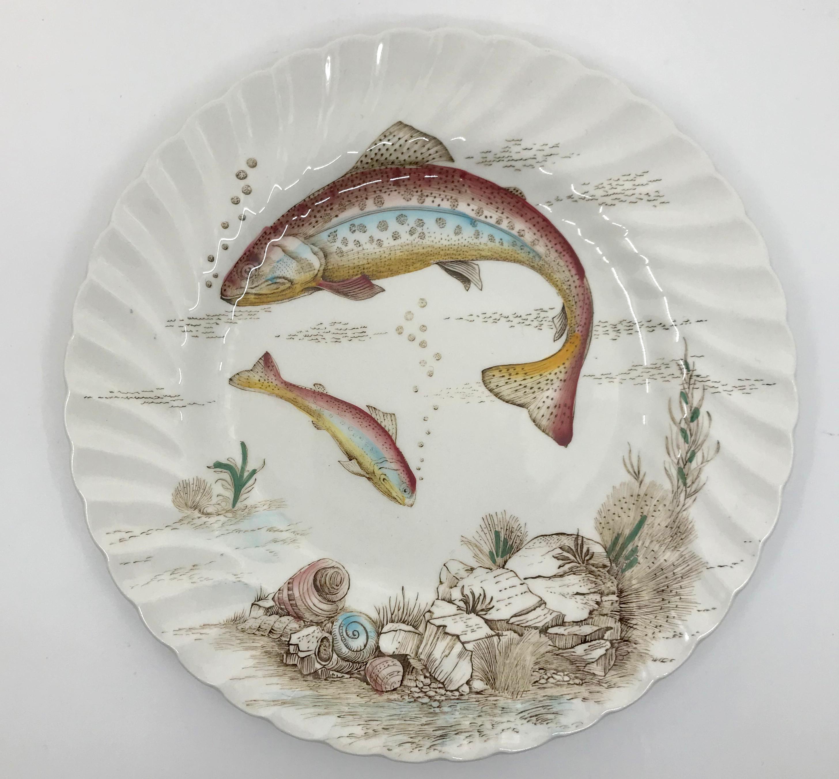 Set of Twelve English Fish Plates For Sale 1