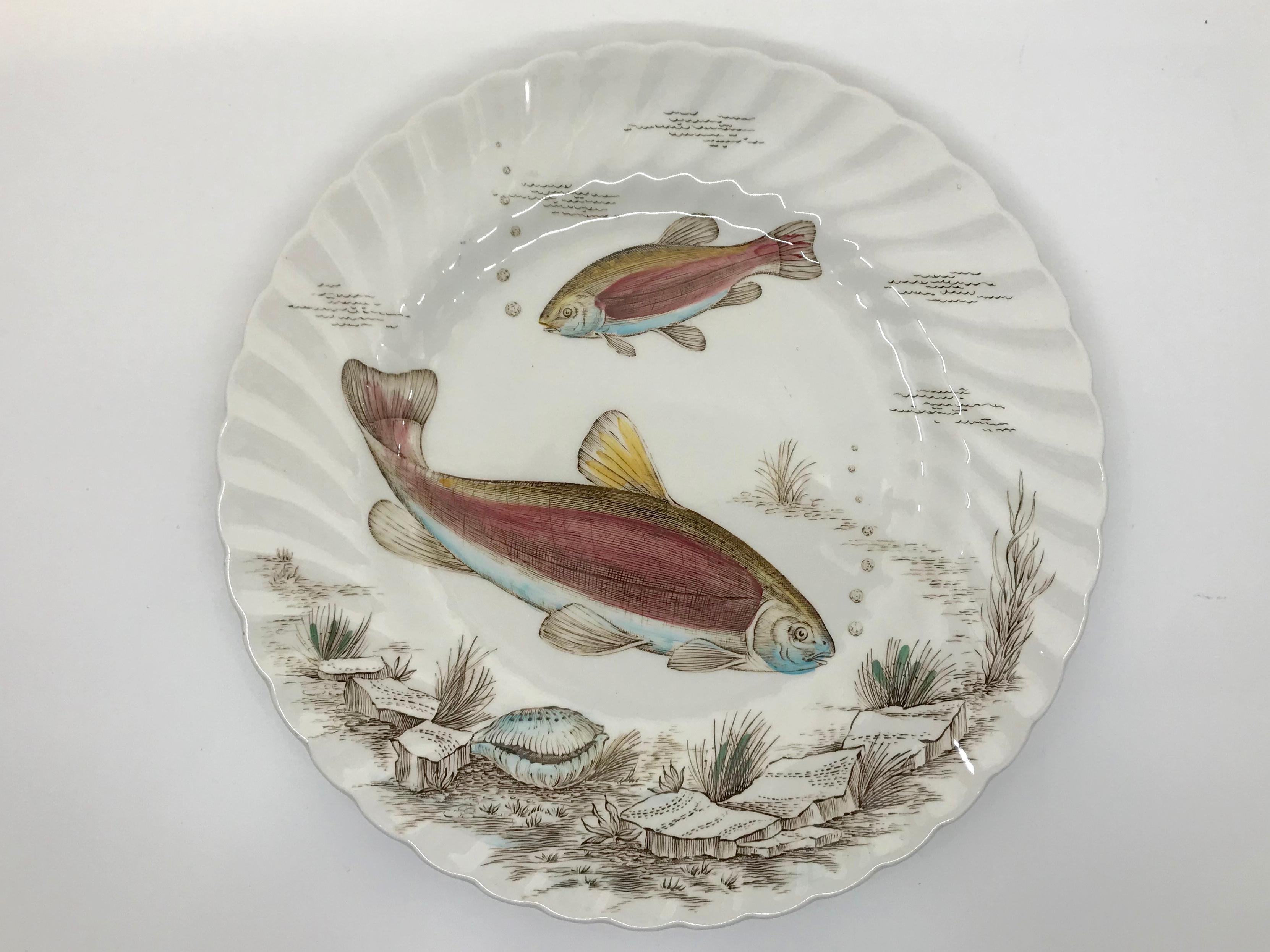 Set of Twelve English Fish Plates For Sale 3