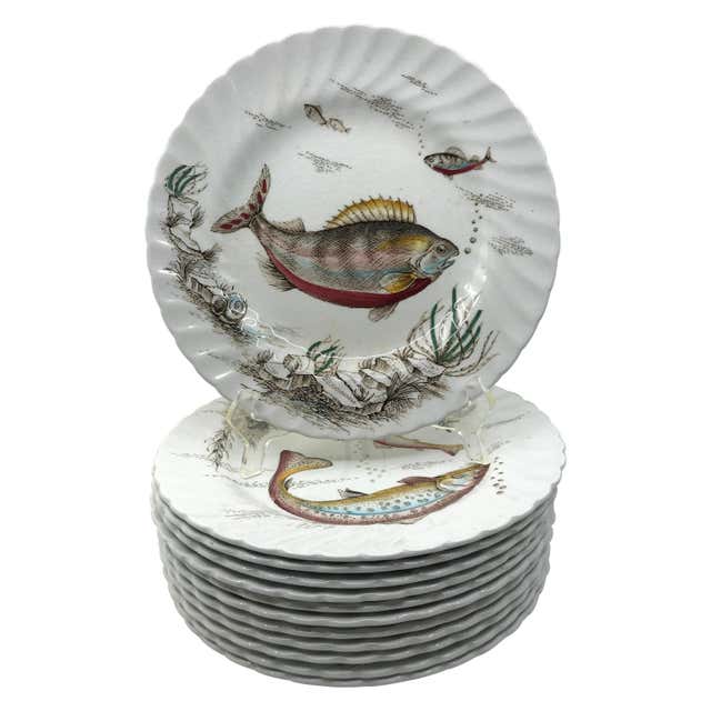 Set of Twelve English Porcelain Fish Plates, Royal Doulton, circa 1900 ...