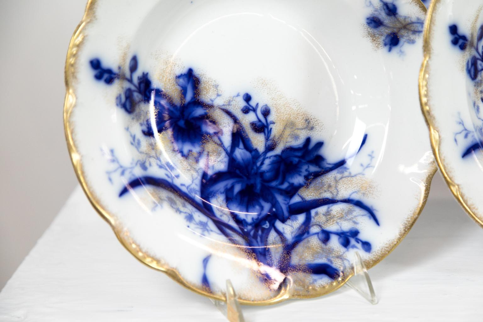 Late 19th Century Set of Twelve English Flow Blue Soup Plates