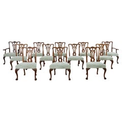 Set of Twelve English Georgian Style Mahogany Dining Chairs